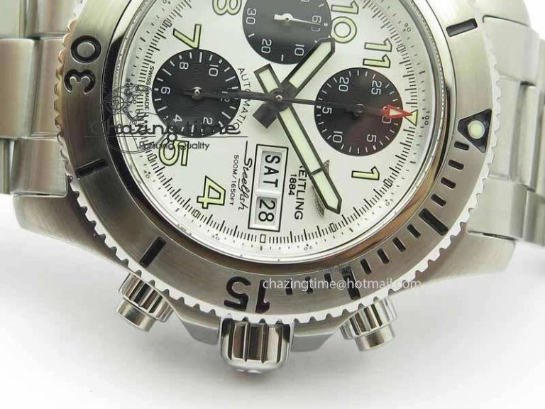 SuperOcean SteelFish SS White Dial On SS Bracelet A7750