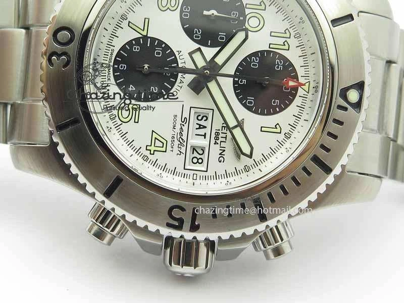 SuperOcean SteelFish SS White Dial On SS Bracelet A7750