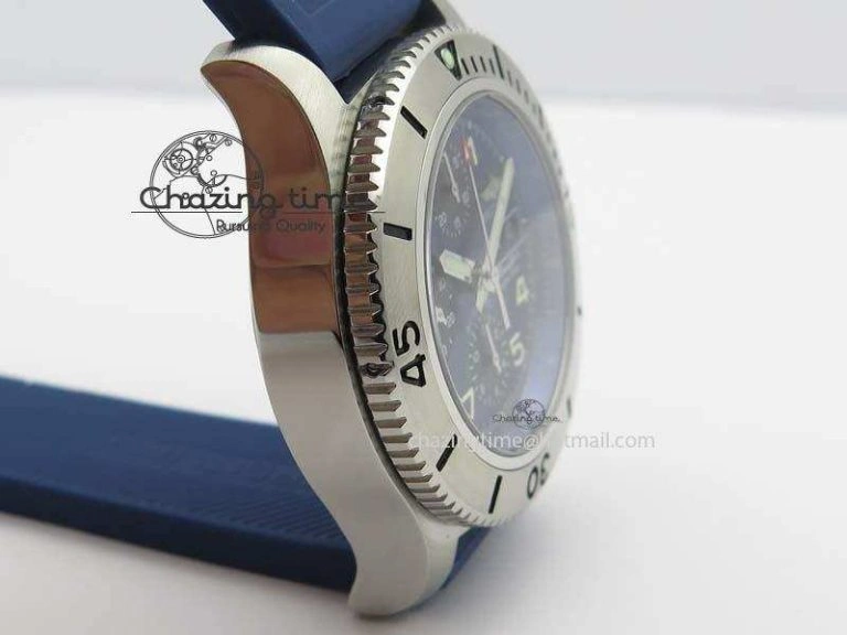 SuperOcean Steelfish Chrono 44mm Blue Dial On Blue Rubber Strap A7750