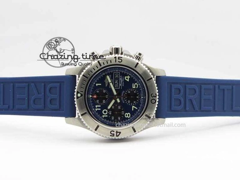 SuperOcean Steelfish Chrono 44mm Blue Dial On Blue Rubber Strap A7750