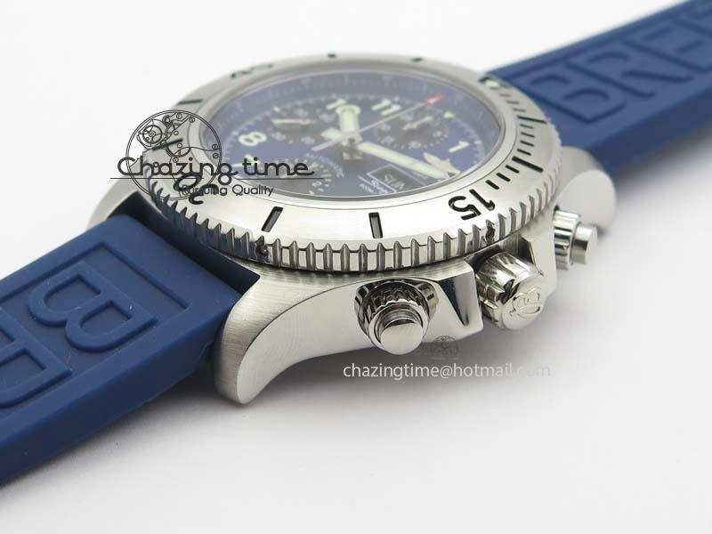 SuperOcean Steelfish Chrono 44mm Blue Dial On Blue Rubber Strap A7750
