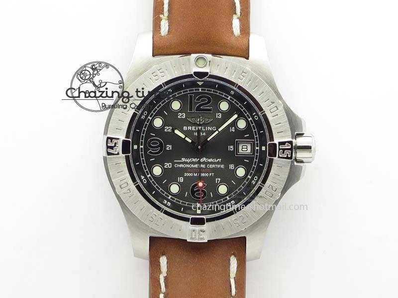 SuperOcean Steelfish H-Maker V2 Superlumed Black Dial On Brown Leather Strap A2813 High Beat