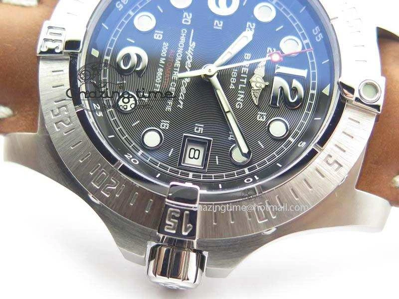 SuperOcean Steelfish H-Maker V2 Superlumed Black Dial On Brown Leather Strap A2813 High Beat