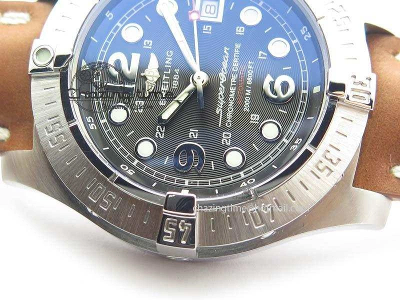 SuperOcean Steelfish H-Maker V2 Superlumed Black Dial On Brown Leather Strap A2813 High Beat