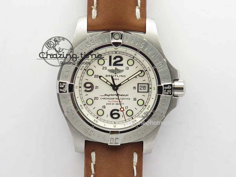 SuperOcean Steelfish H-Maker V2 Superlumed White Dial On Brown Leather Strap A2813 High Beat