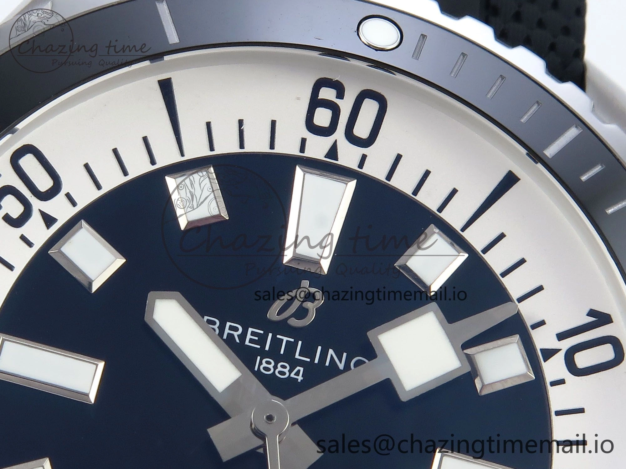 Superocean 44mm SS TF 1:1 Best Edition Black Dial Black Bezel on Black Rubber Strap A2824
