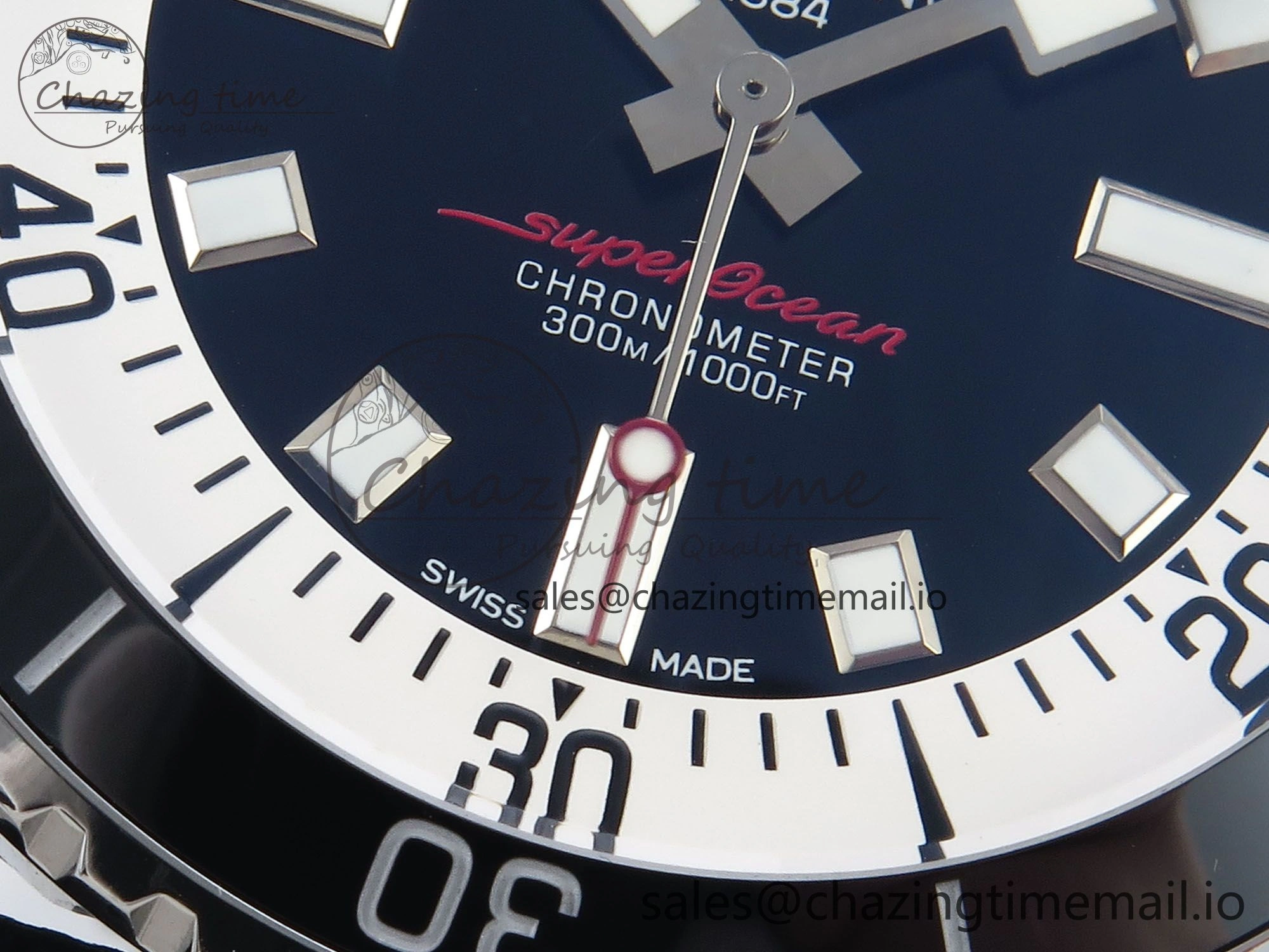 Superocean 44mm SS TF 1:1 Best Edition Black Dial Black Bezel on Black Rubber Strap A2824