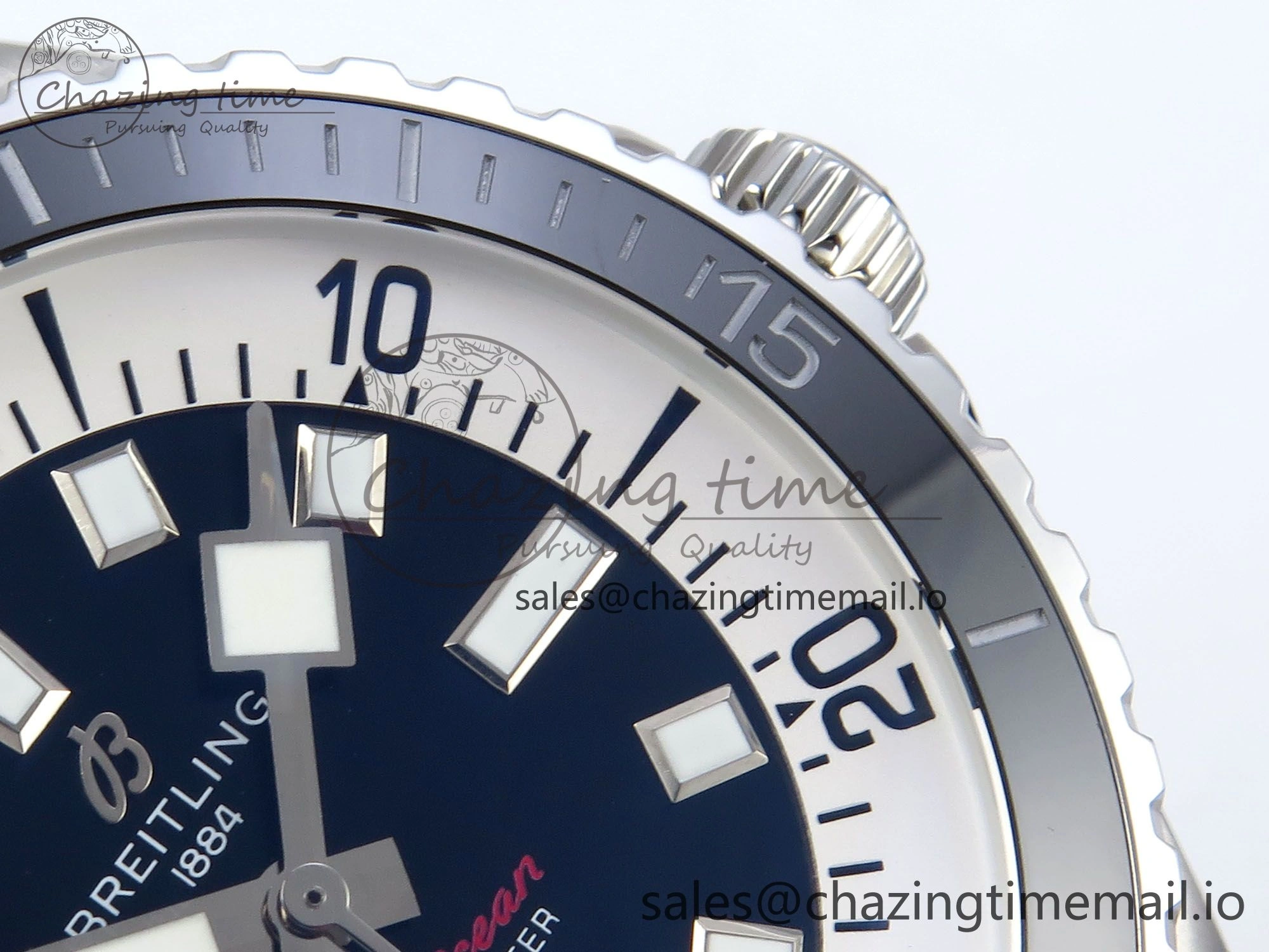 Superocean 44mm SS TF 1:1 Best Edition Black Dial Black Bezel on Black Rubber Strap A2824