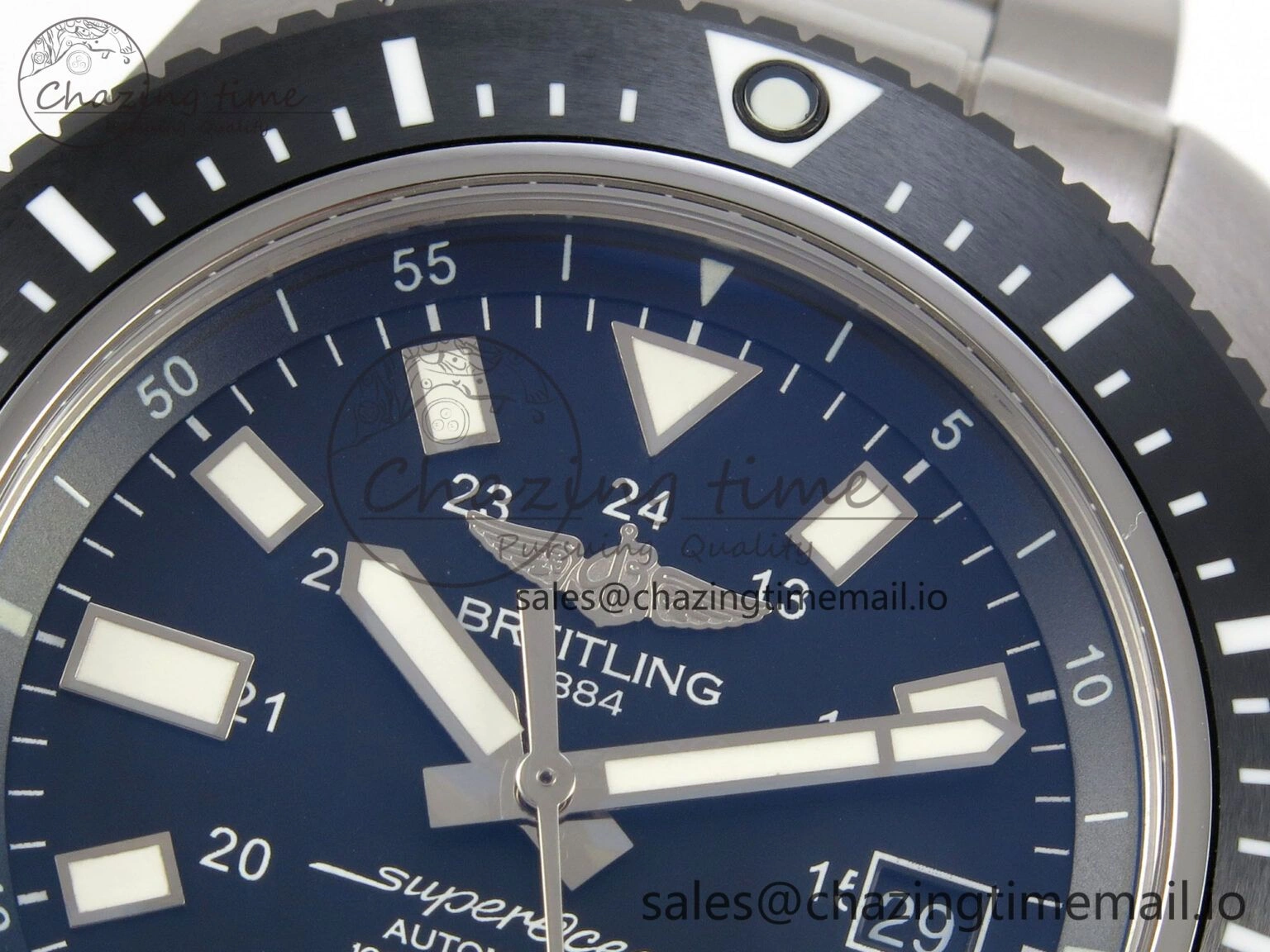 Superocean 44mm SS TF 1:1 Best Edition Black Dial Black Bezel on SS Bracelet A2824 V2