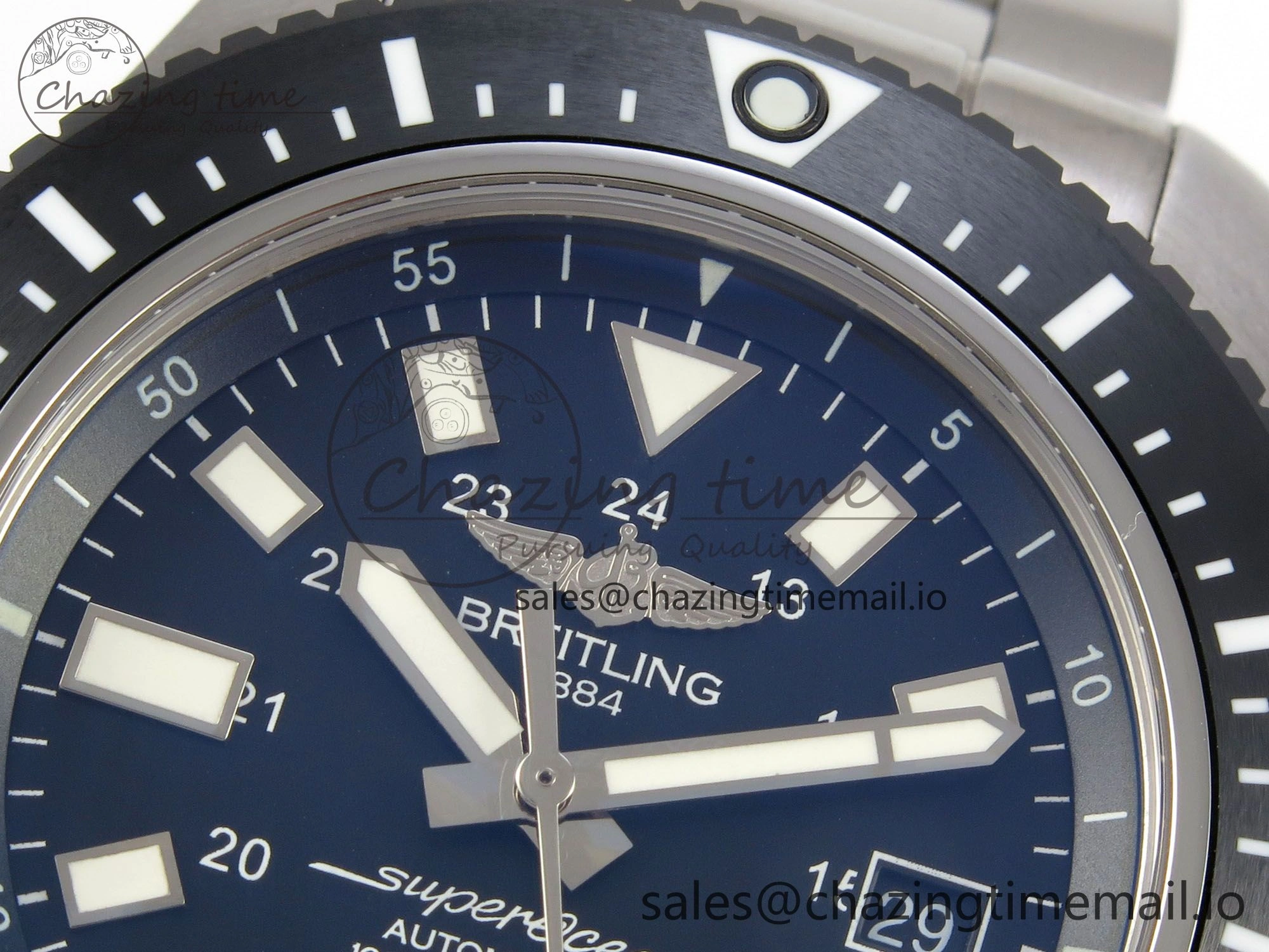 Superocean 44mm SS TF 1:1 Best Edition Black Dial Black Bezel on SS Bracelet A2824 V2