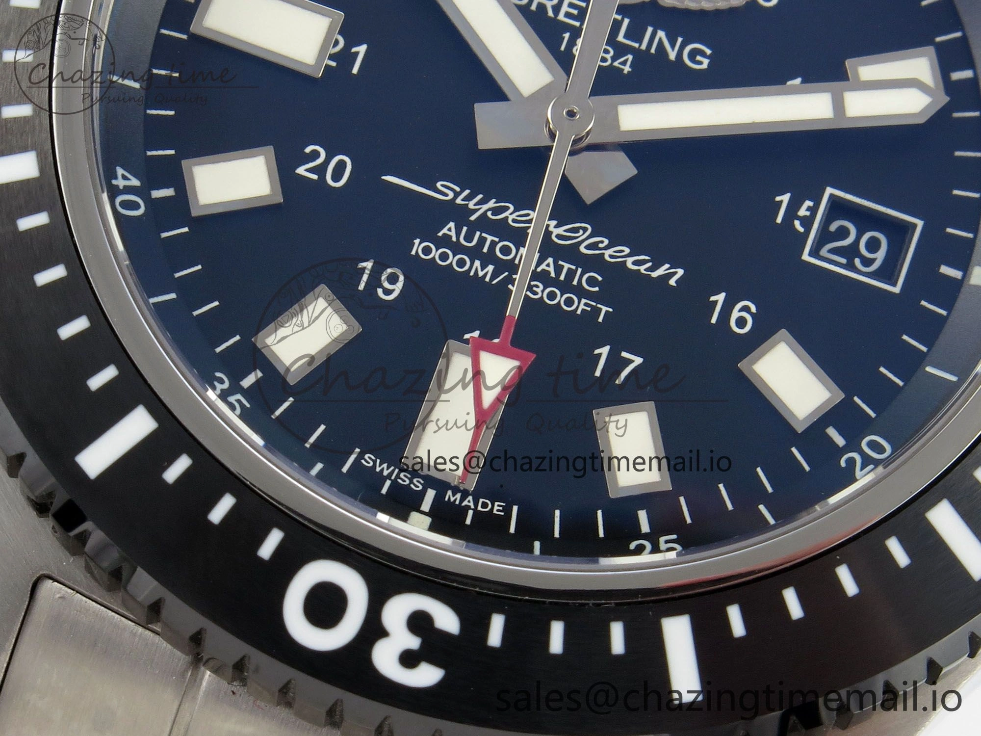 Superocean 44mm SS TF 1:1 Best Edition Black Dial Black Bezel on SS Bracelet A2824 V2