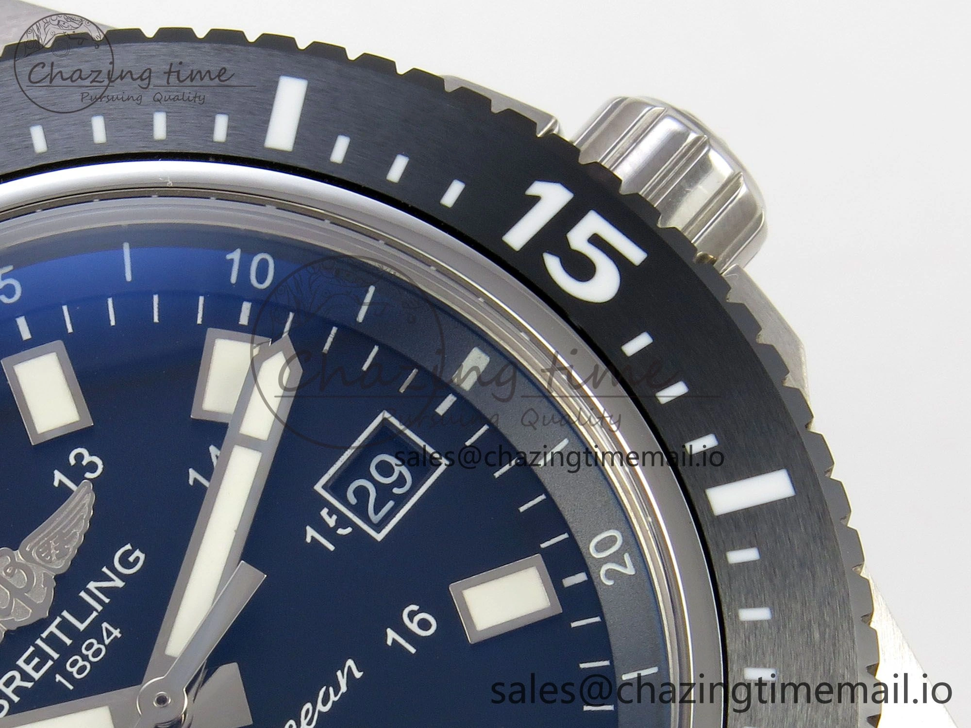 Superocean 44mm SS TF 1:1 Best Edition Black Dial Black Bezel on SS Bracelet A2824 V2
