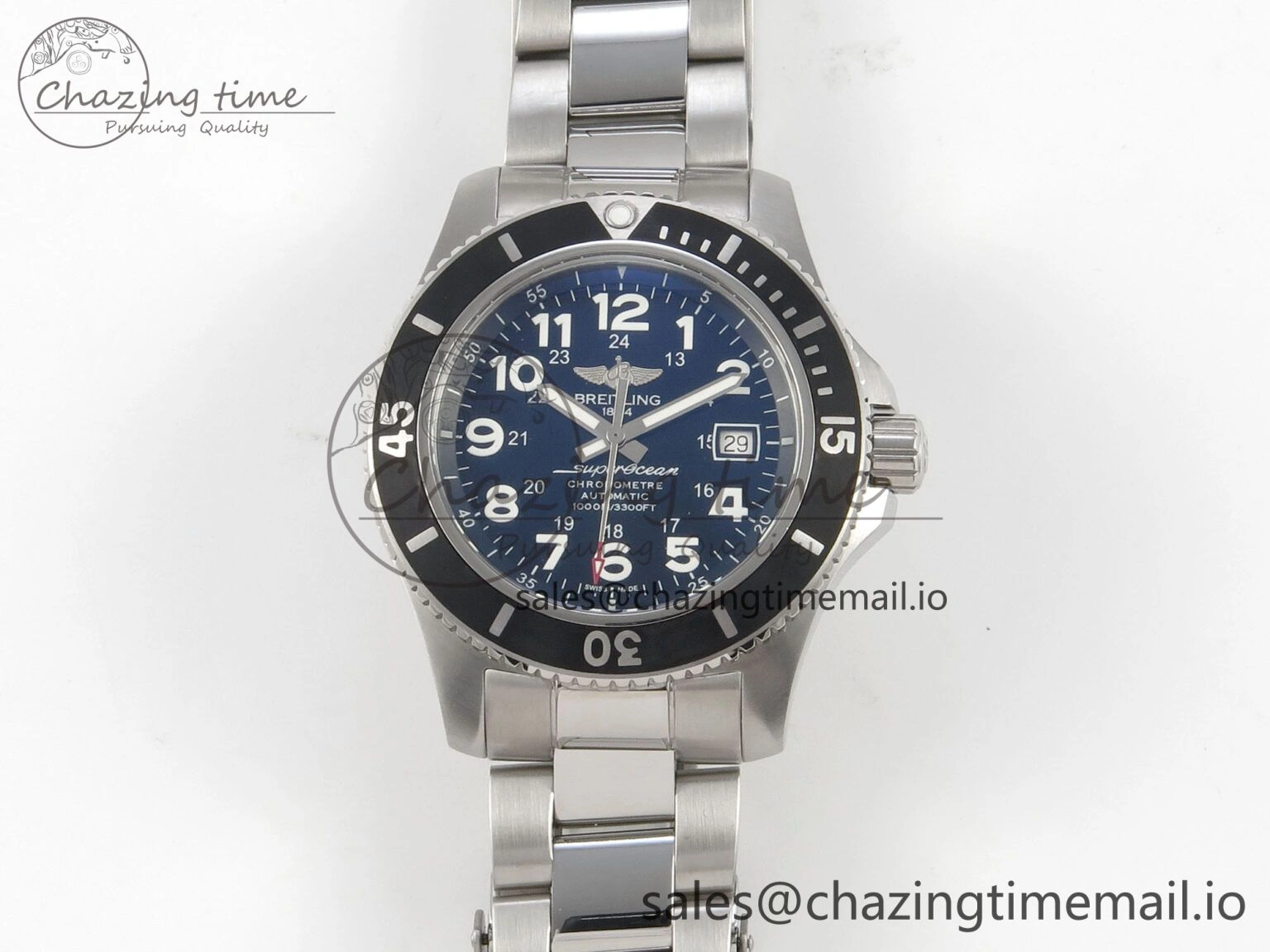 Superocean 44mm SS TF 1:1 Best Edition Black Dial Black Bezel on SS Bracelet A2824 V2