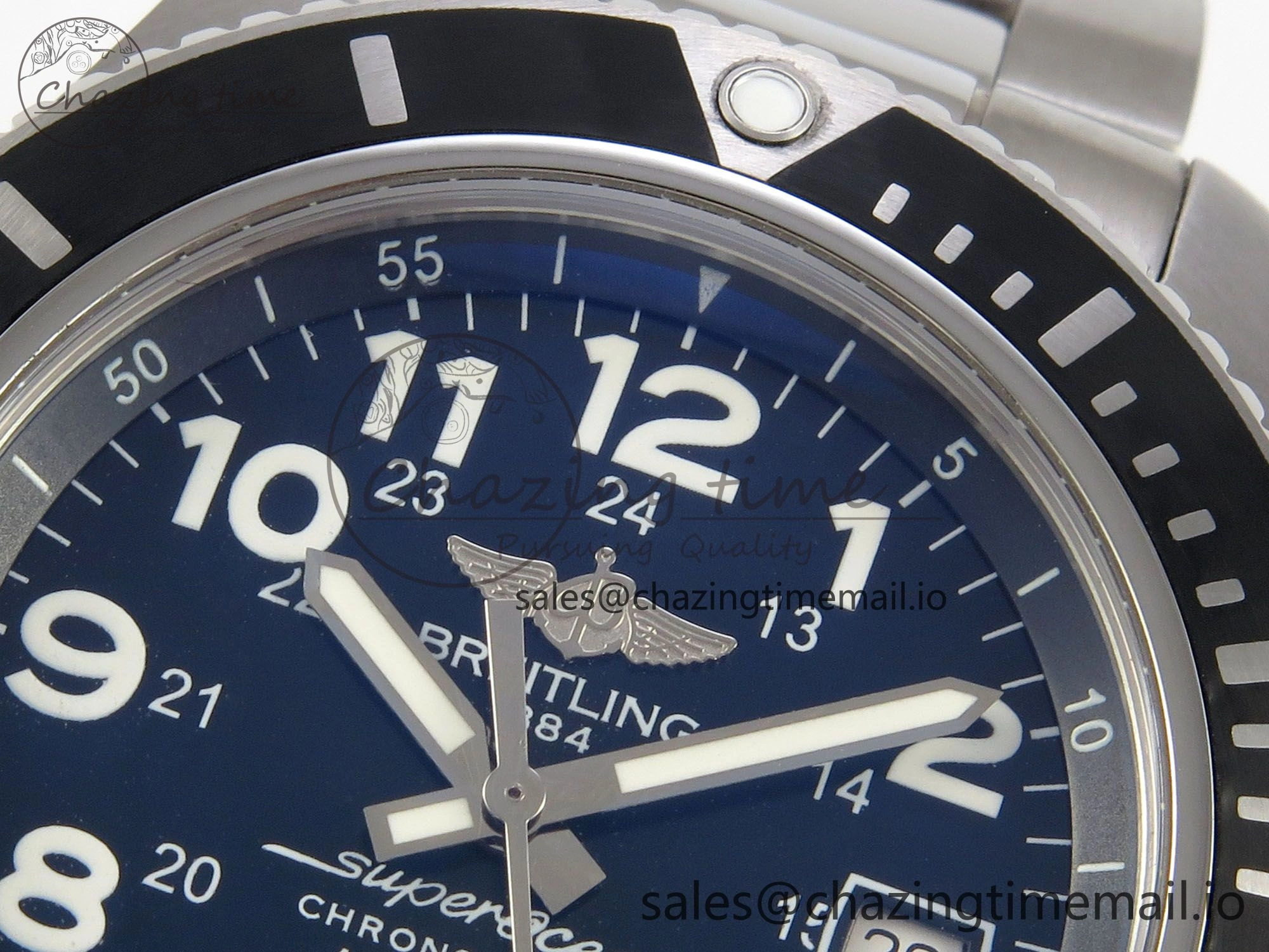 Superocean 44mm SS TF 1:1 Best Edition Black Dial Black Bezel on SS Bracelet A2824 V2
