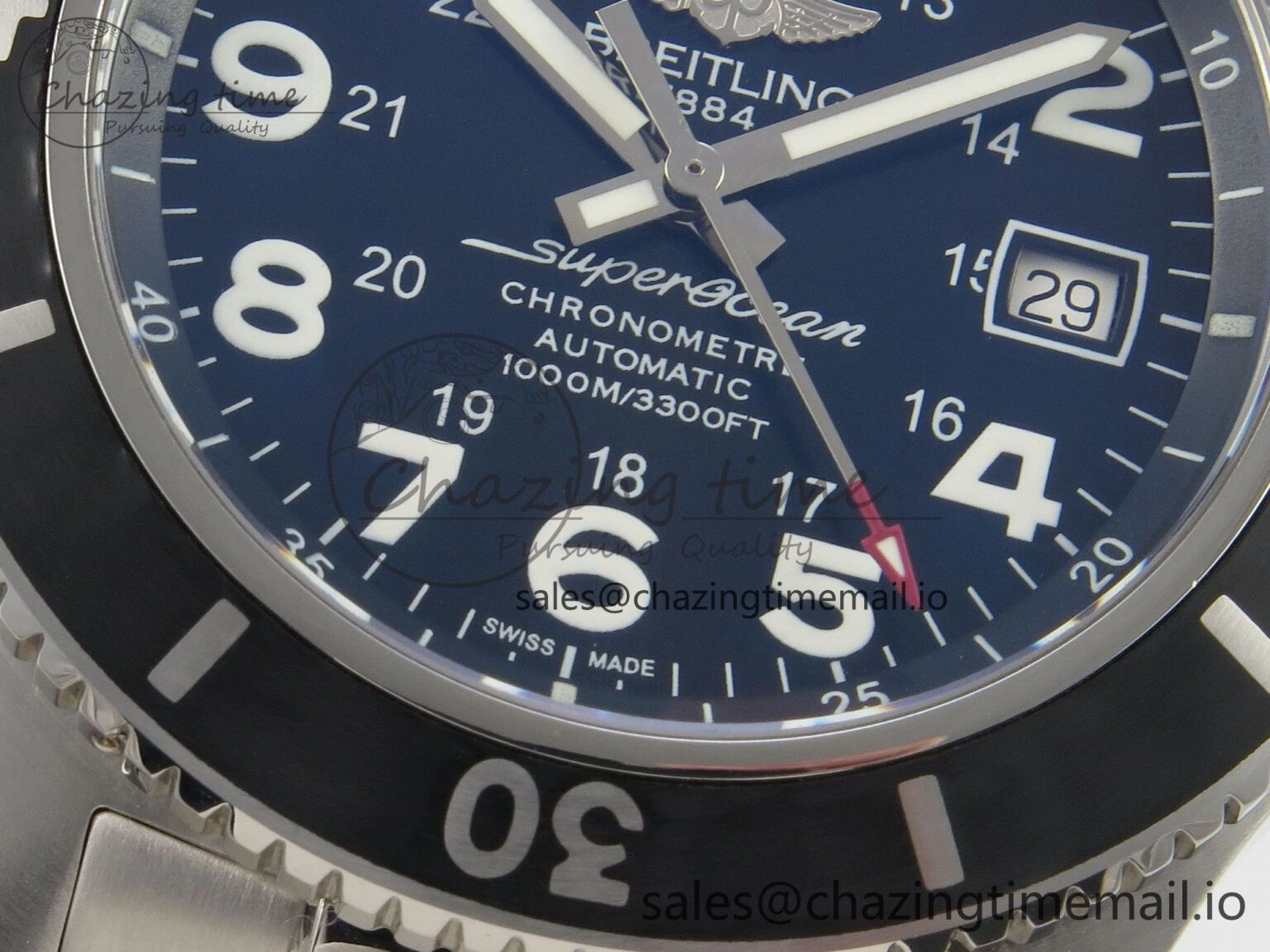 Superocean 44mm SS TF 1:1 Best Edition Black Dial Black Bezel on SS Bracelet A2824 V2