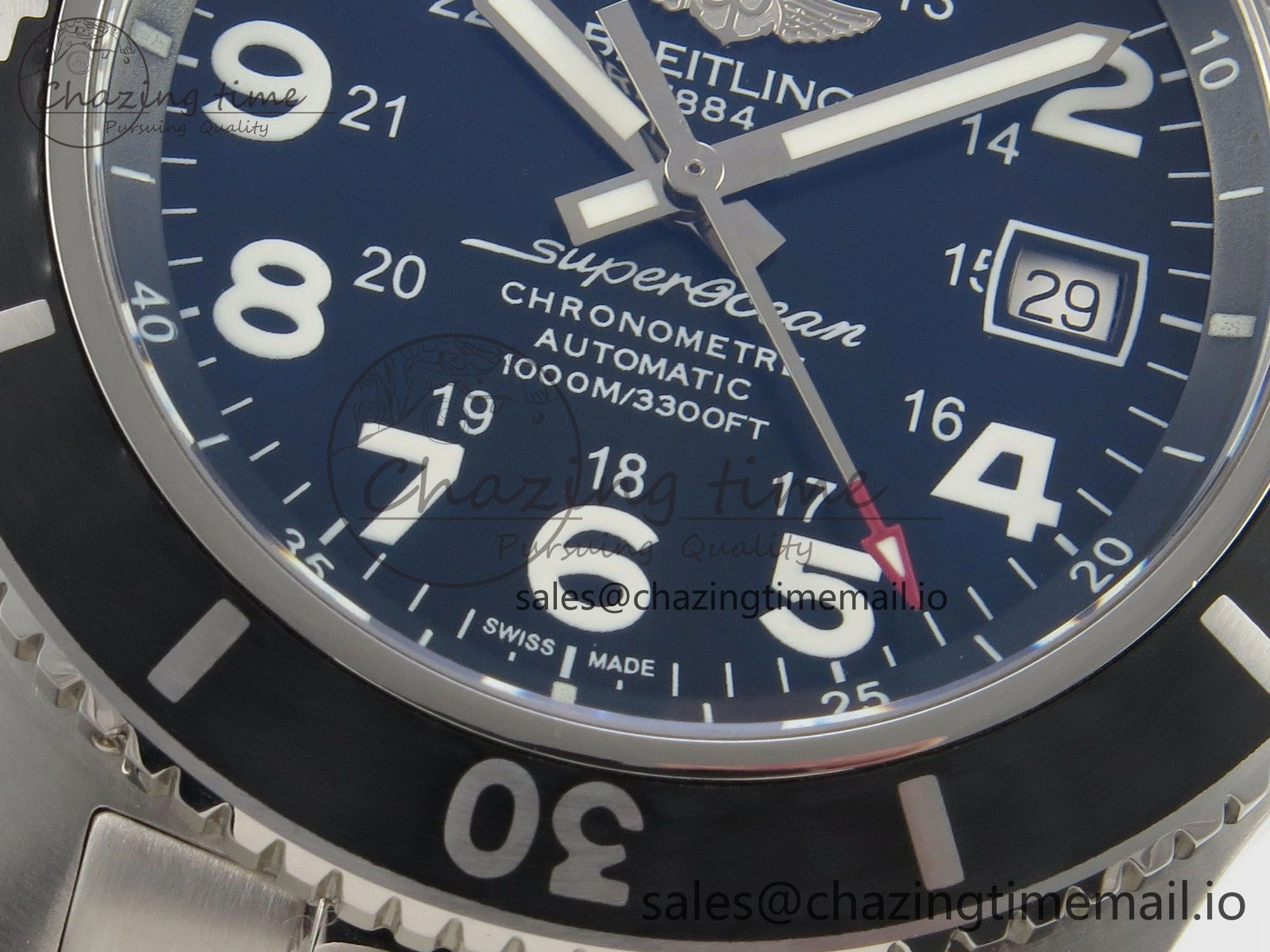 Superocean 44mm SS TF 1:1 Best Edition Black Dial Black Bezel on SS Bracelet A2824 V2