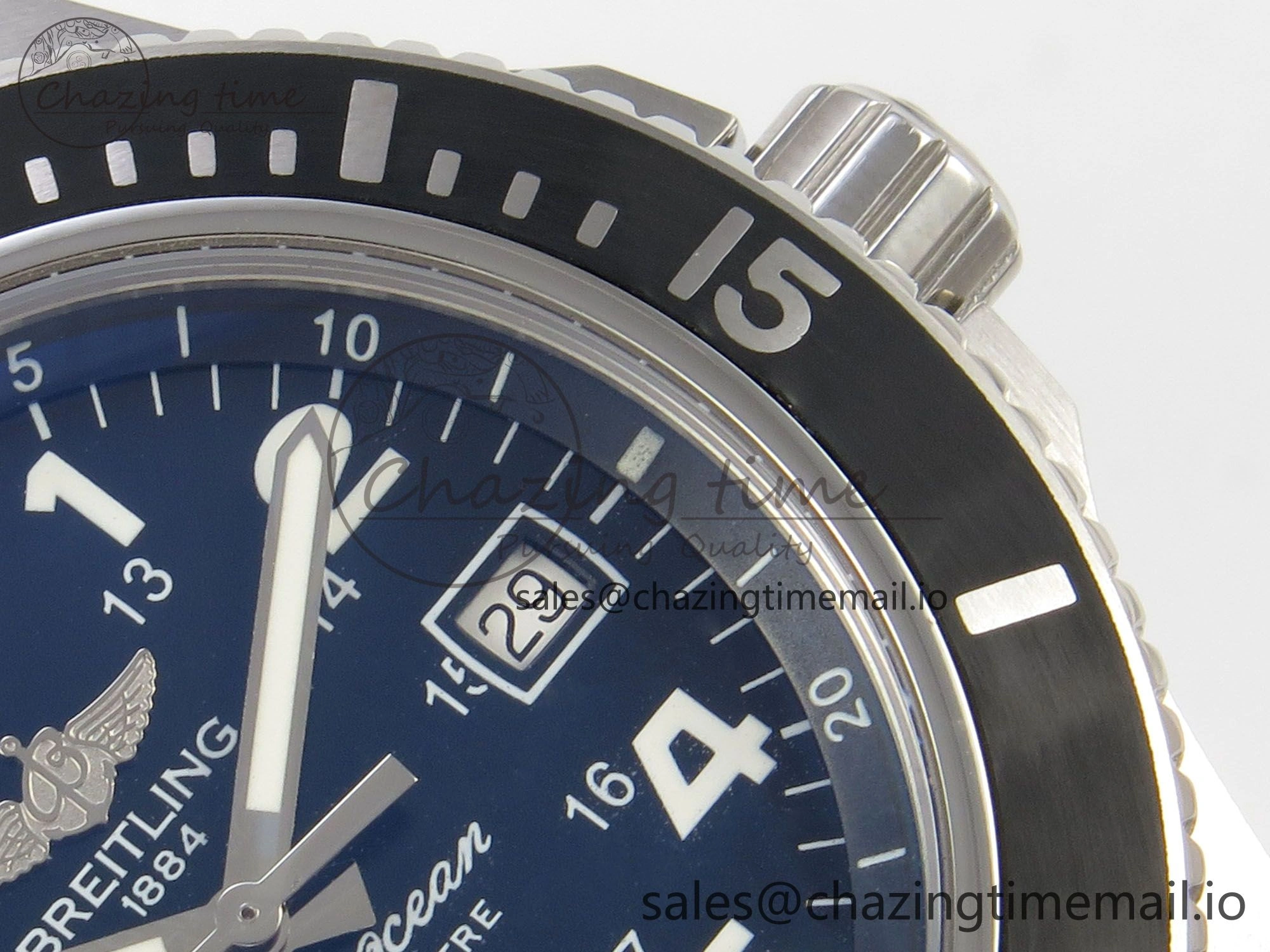 Superocean 44mm SS TF 1:1 Best Edition Black Dial Black Bezel on SS Bracelet A2824 V2