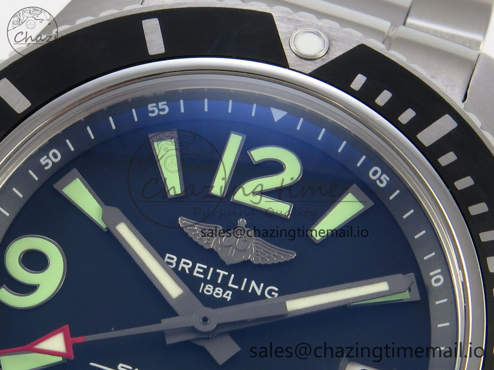 Superocean 44mm SS TF 1:1 Best Edition Black Dial Black Bezel on SS Bracelet A2824 V2