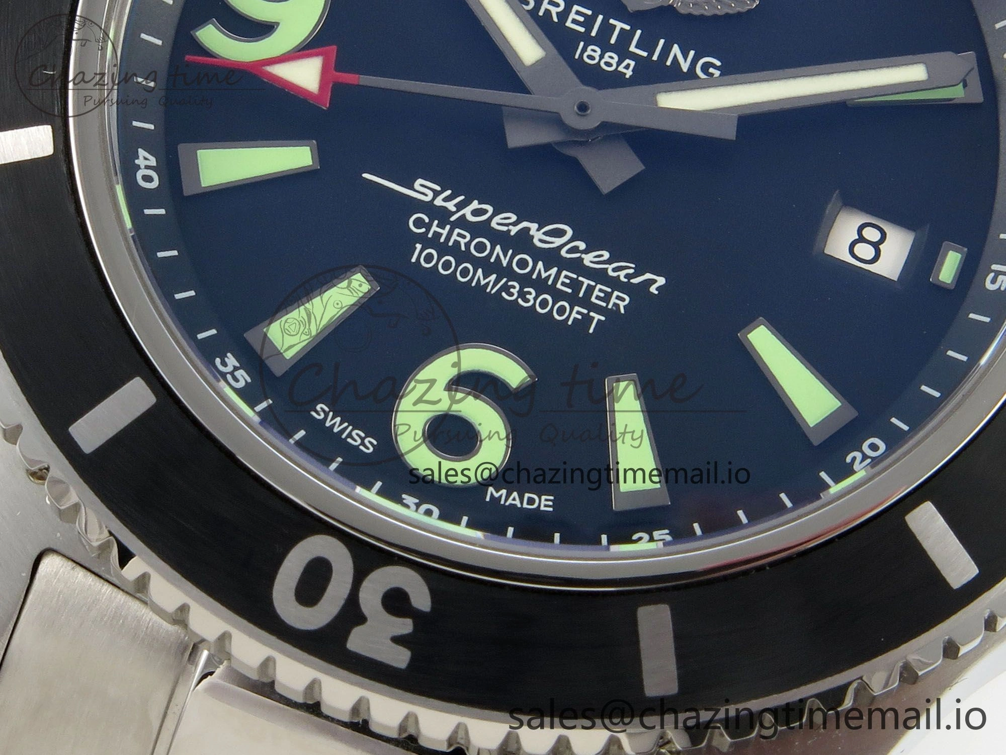 Superocean 44mm SS TF 1:1 Best Edition Black Dial Black Bezel on SS Bracelet A2824 V2