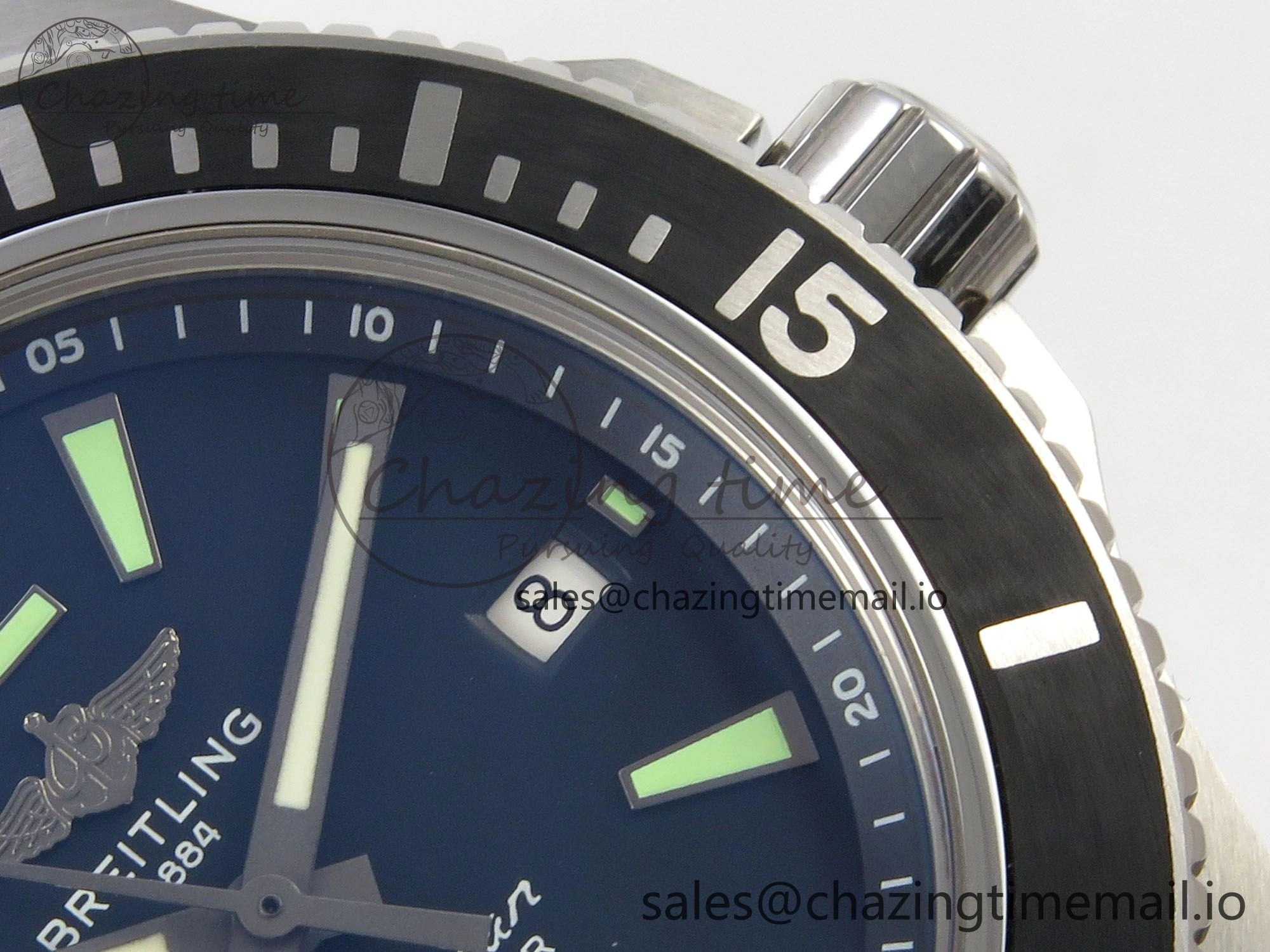 Superocean 44mm SS TF 1:1 Best Edition Black Dial Black Bezel on SS Bracelet A2824 V2