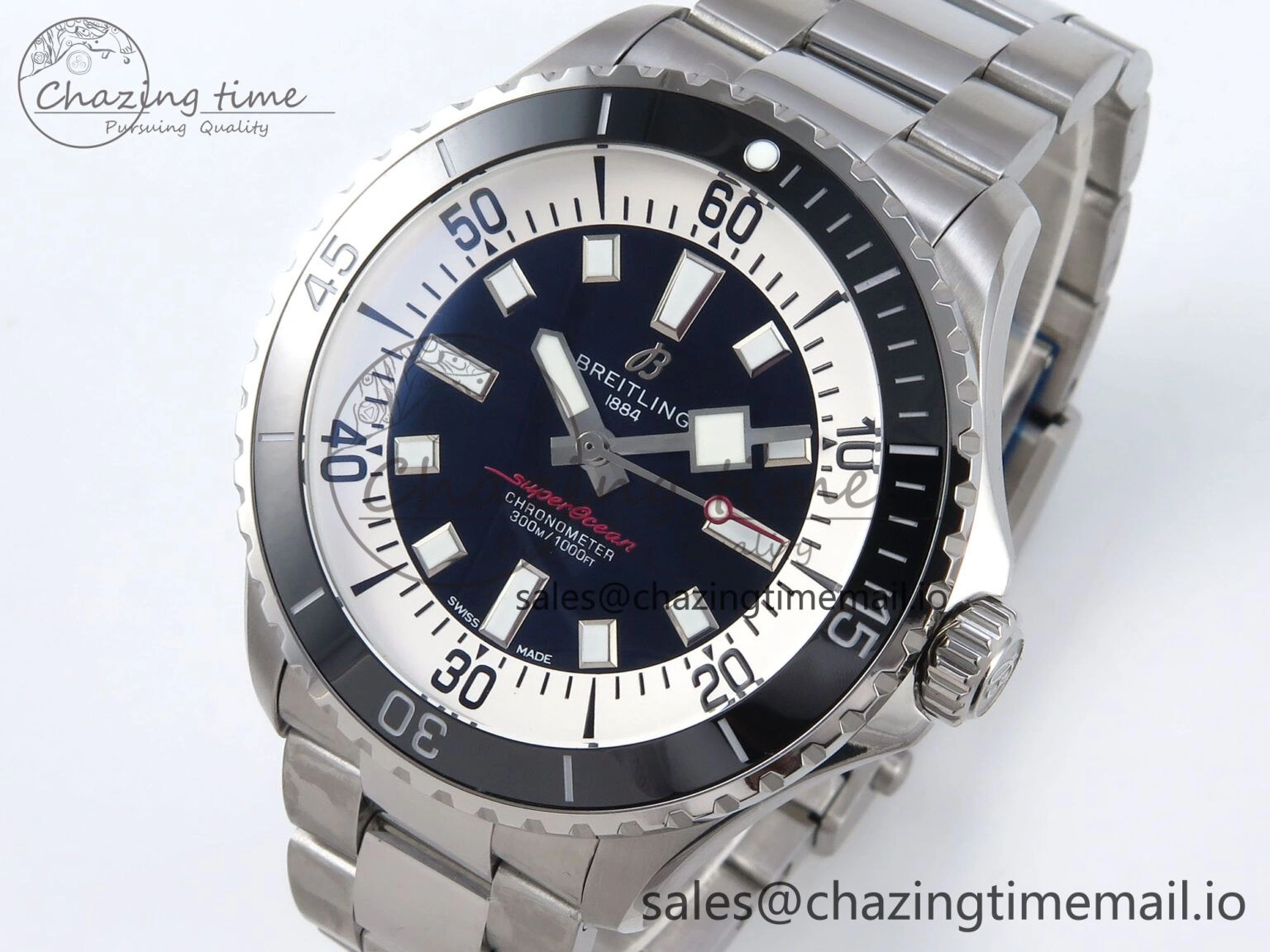 Superocean 44mm SS TF 1:1 Best Edition Black Dial on SS Bracelet A2824