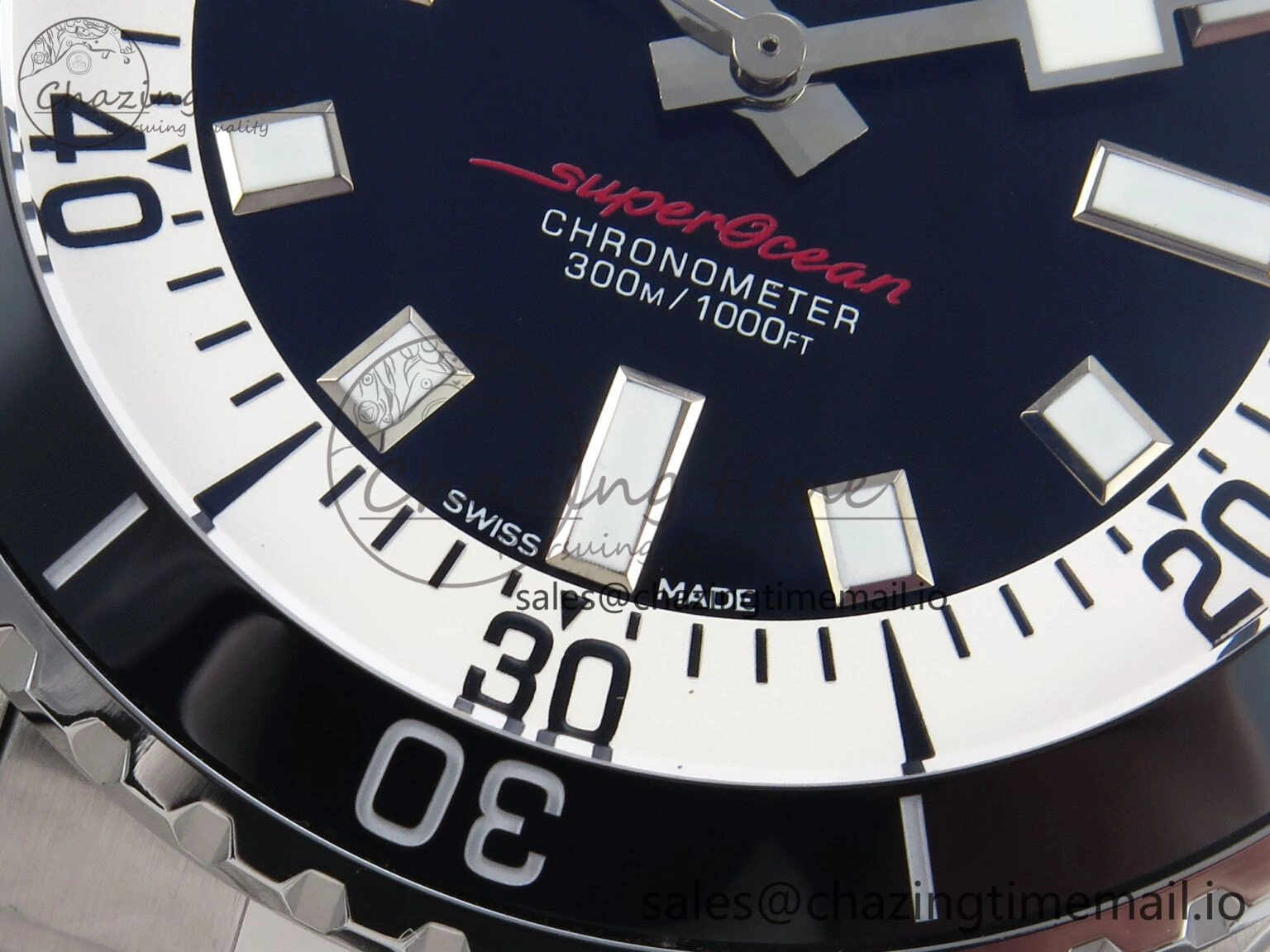 Superocean 44mm SS TF 1:1 Best Edition Black Dial on SS Bracelet A2824