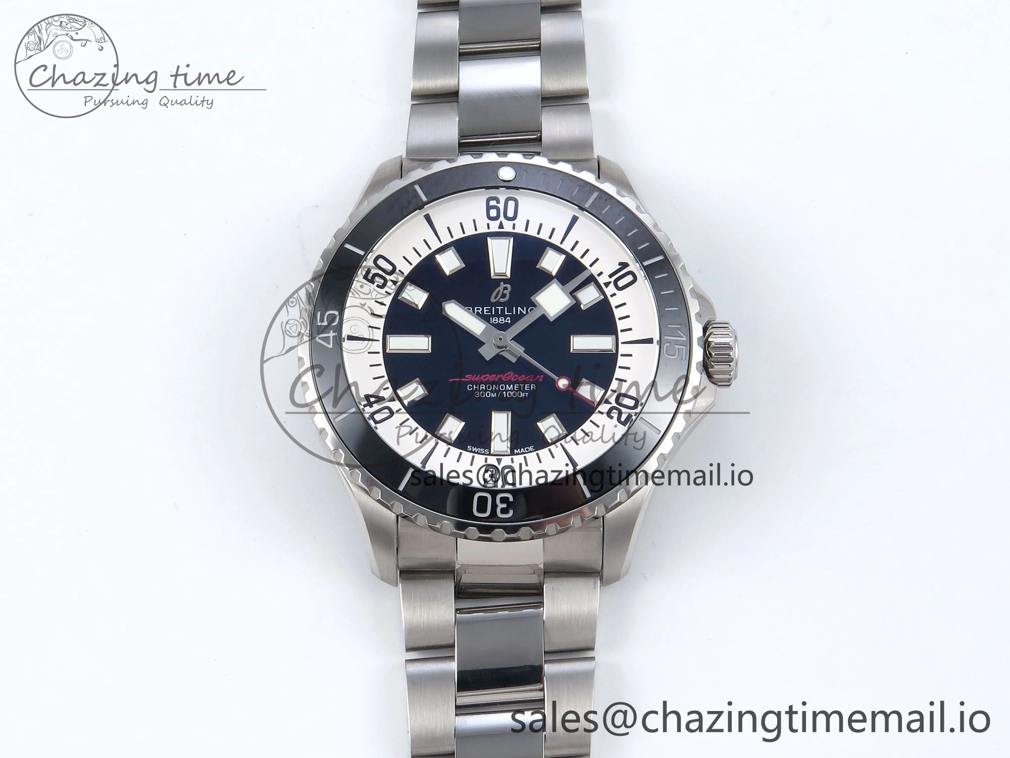 Superocean 44mm SS TF 1:1 Best Edition Black Dial on SS Bracelet A2824