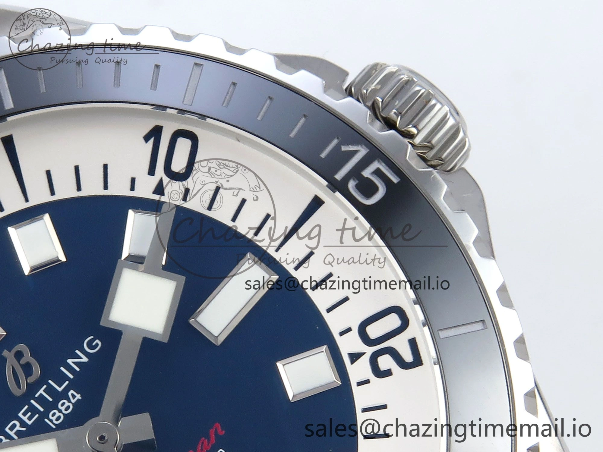 Superocean 44mm SS TF 1:1 Best Edition Blue Dial Black Bezel on Blue Rubber Strap A2824