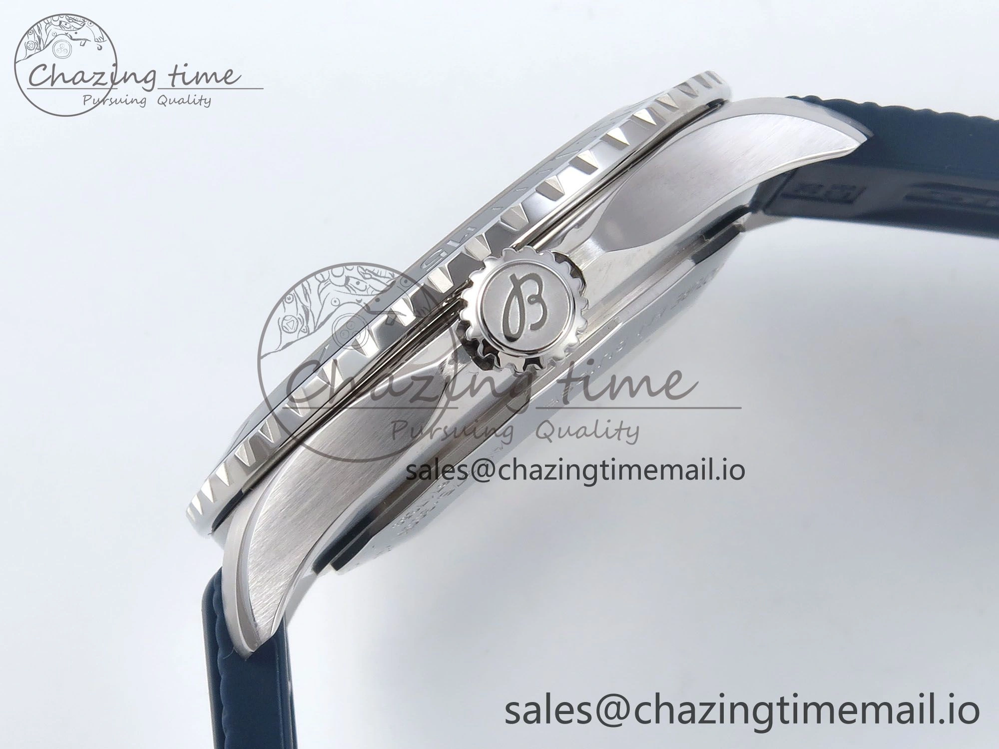 Superocean 44mm SS TF 1:1 Best Edition Blue Dial Blue Bezel on Blue Rubber Strap A2824