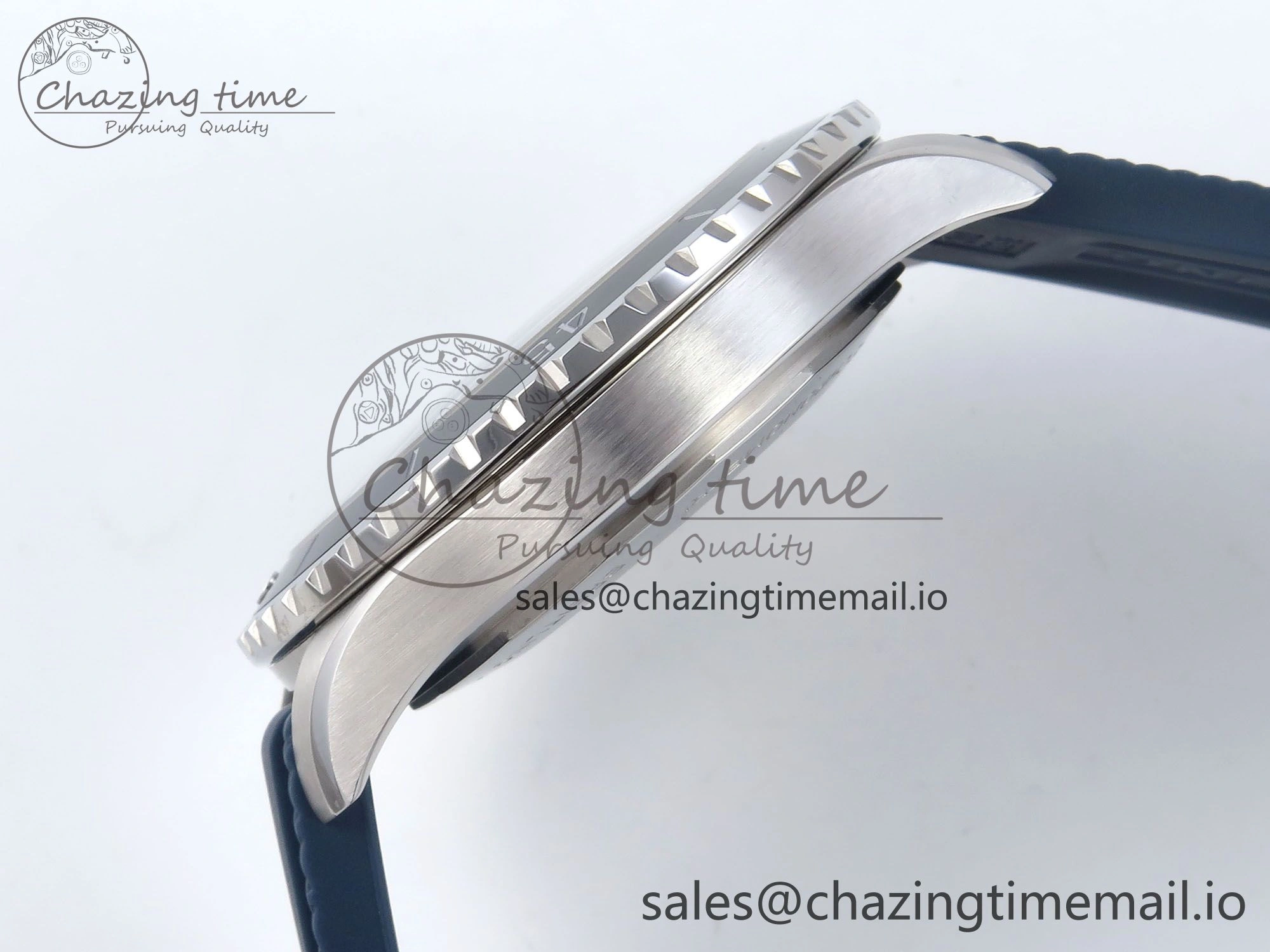Superocean 44mm SS TF 1:1 Best Edition Blue Dial Blue Bezel on Blue Rubber Strap A2824