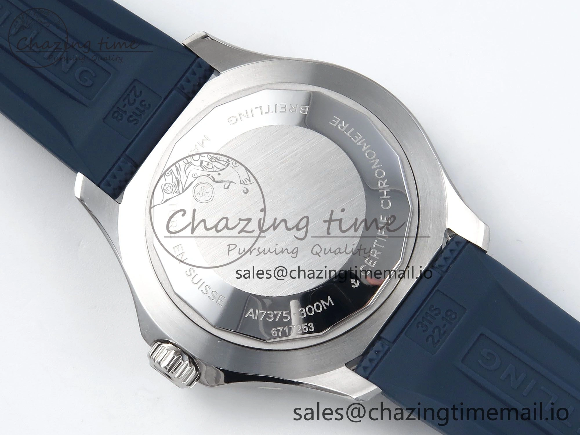 Superocean 44mm SS TF 1:1 Best Edition Blue Dial Blue Bezel on Blue Rubber Strap A2824