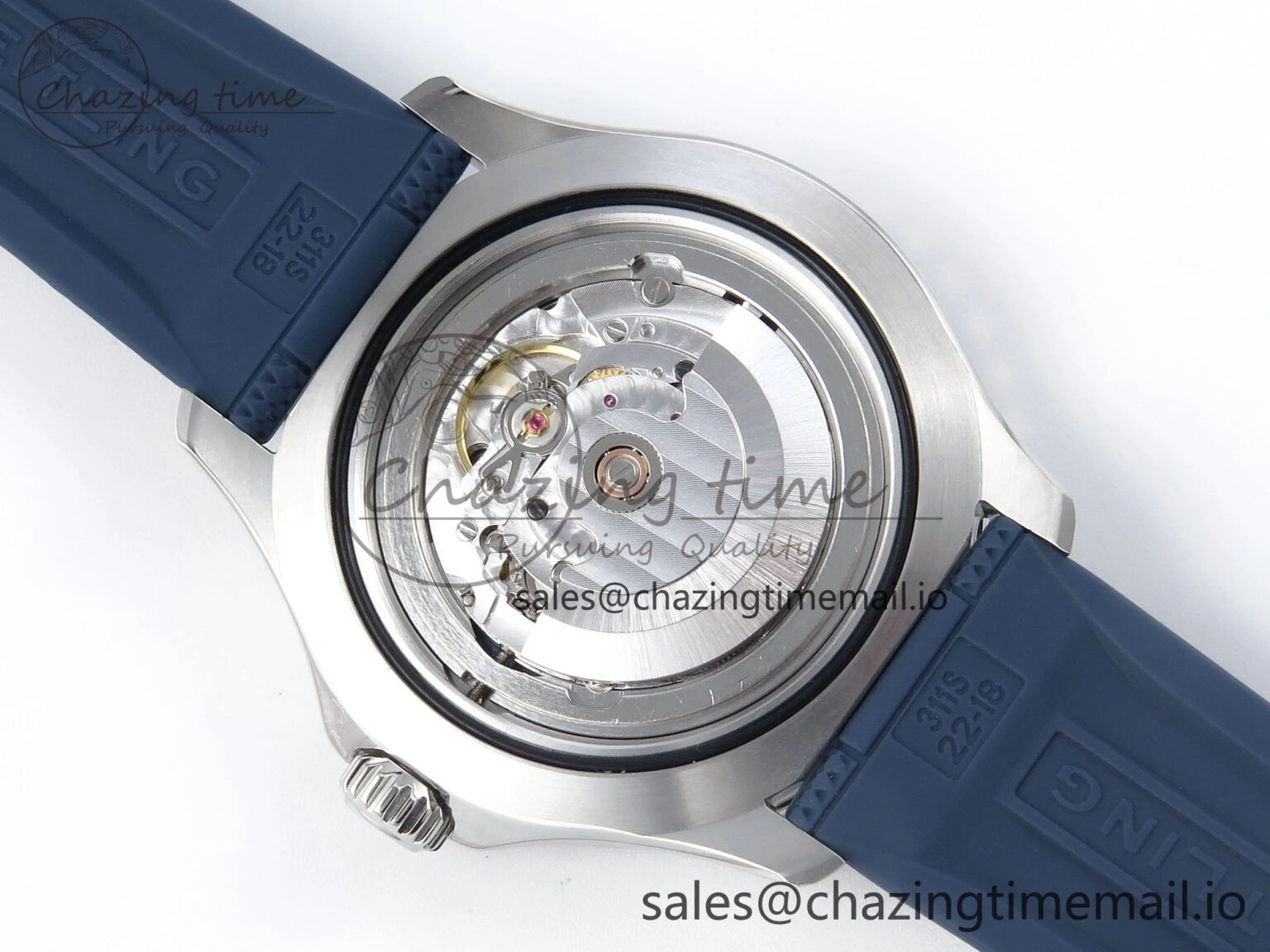 Superocean 44mm SS TF 1:1 Best Edition Blue Dial Blue Bezel on Blue Rubber Strap A2824