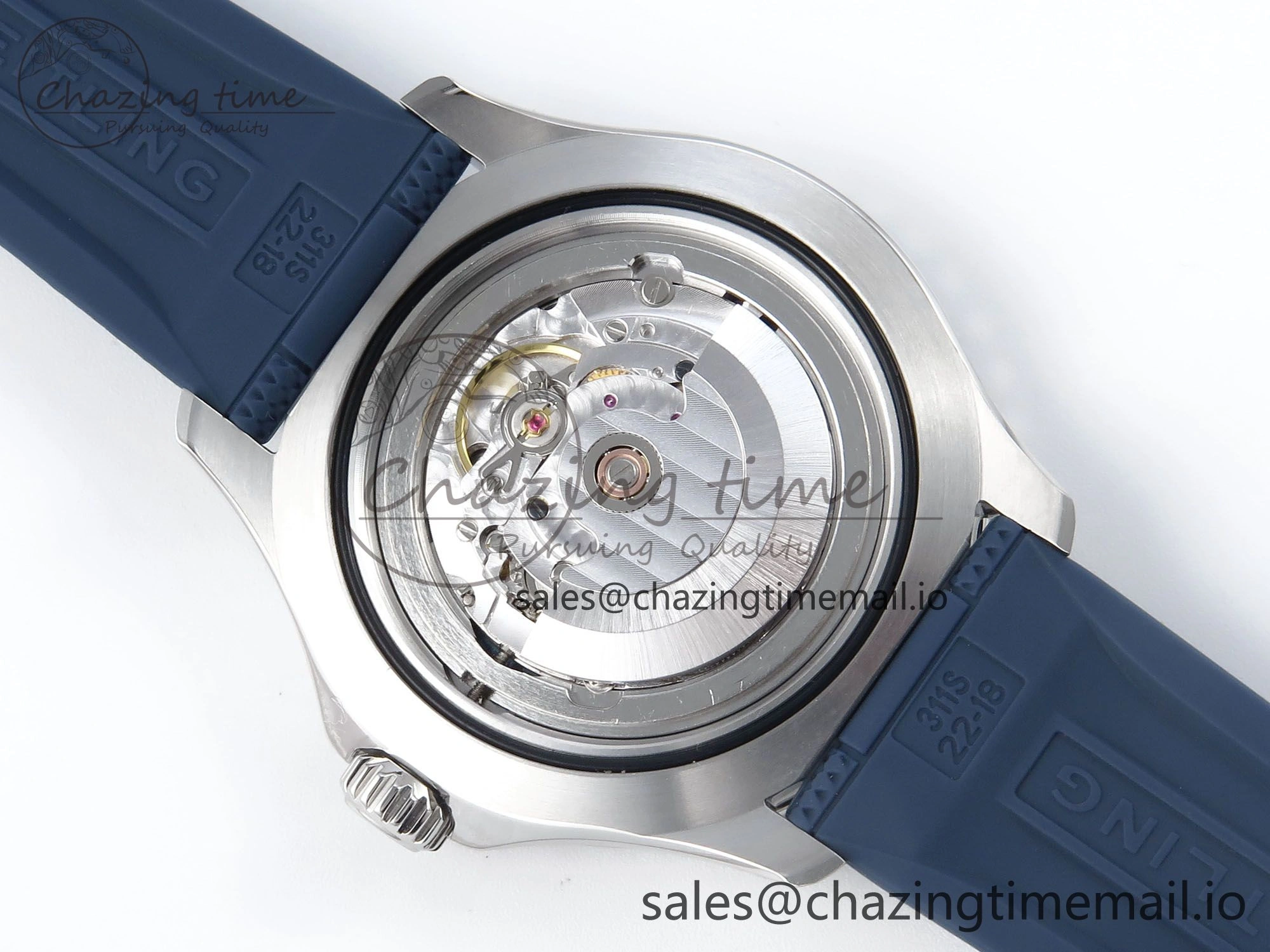 Superocean 44mm SS TF 1:1 Best Edition Blue Dial Blue Bezel on Blue Rubber Strap A2824
