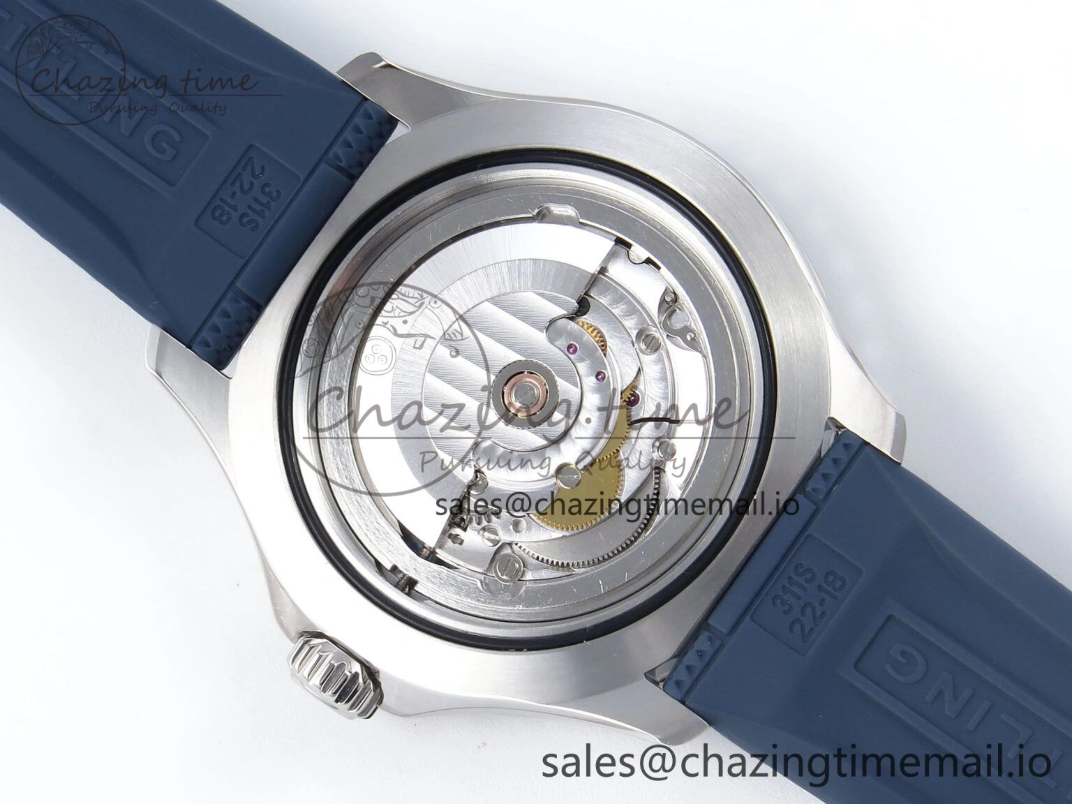Superocean 44mm SS TF 1:1 Best Edition Blue Dial Blue Bezel on Blue Rubber Strap A2824