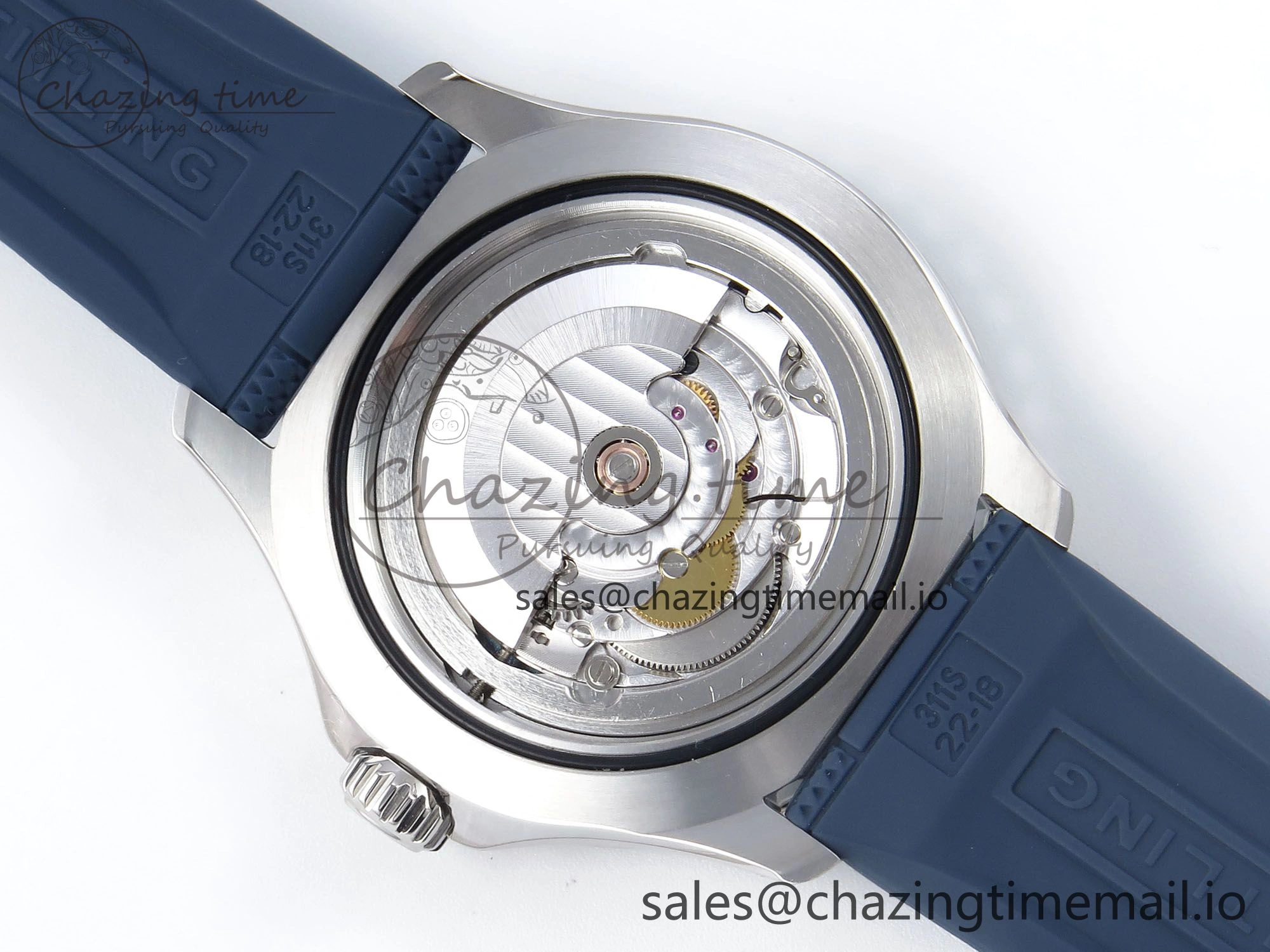Superocean 44mm SS TF 1:1 Best Edition Blue Dial Blue Bezel on Blue Rubber Strap A2824