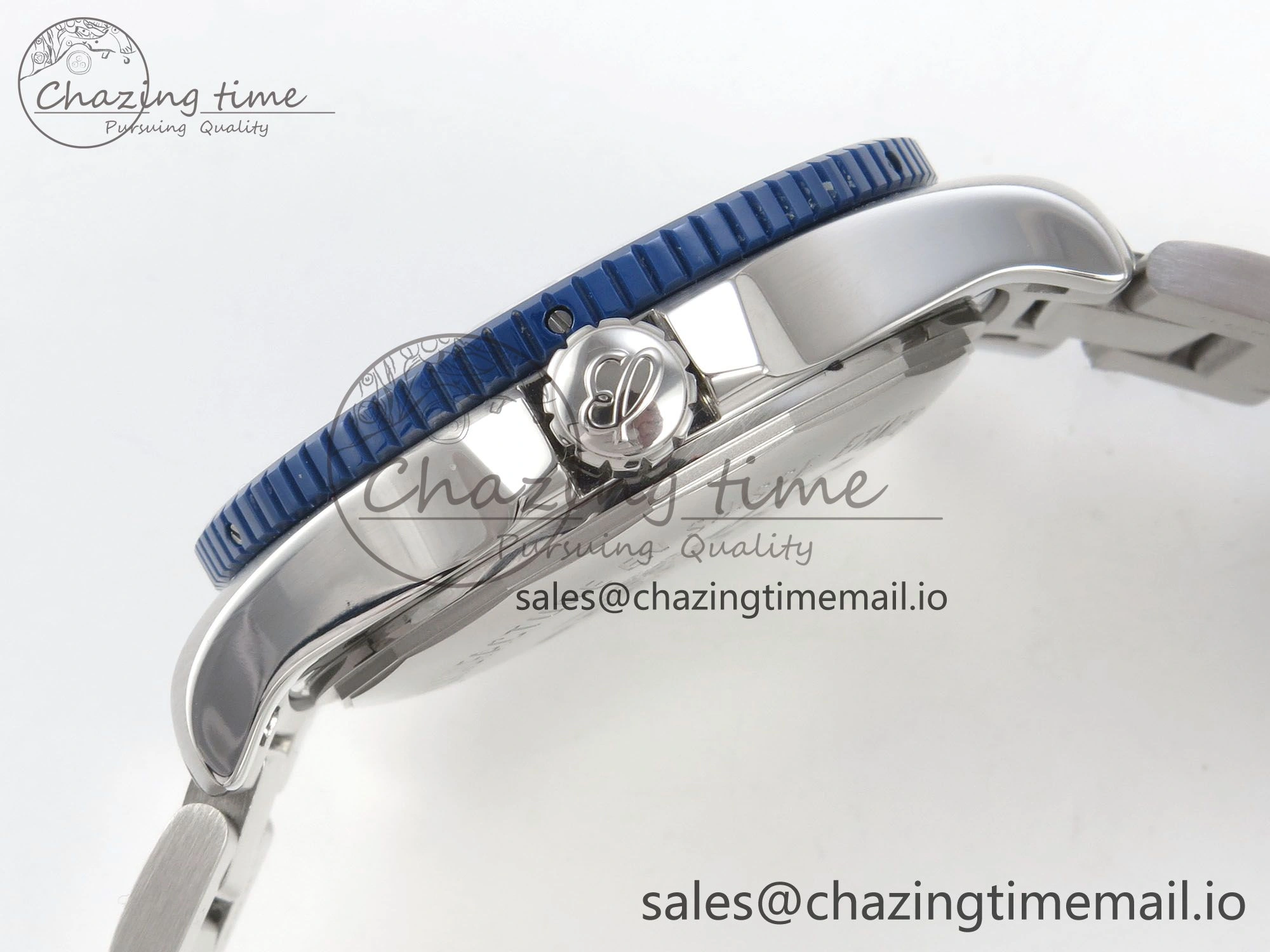 Superocean 44mm SS TF 1:1 Best Edition Blue Dial Blue Bezel on SS Bracelet A2824 V2
