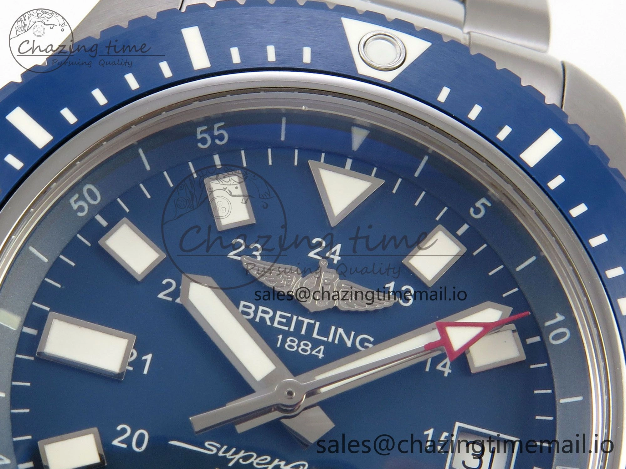 Superocean 44mm SS TF 1:1 Best Edition Blue Dial Blue Bezel on SS Bracelet A2824 V2