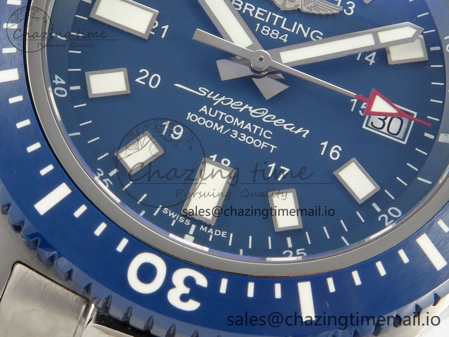 Superocean 44mm SS TF 1:1 Best Edition Blue Dial Blue Bezel on SS Bracelet A2824 V2