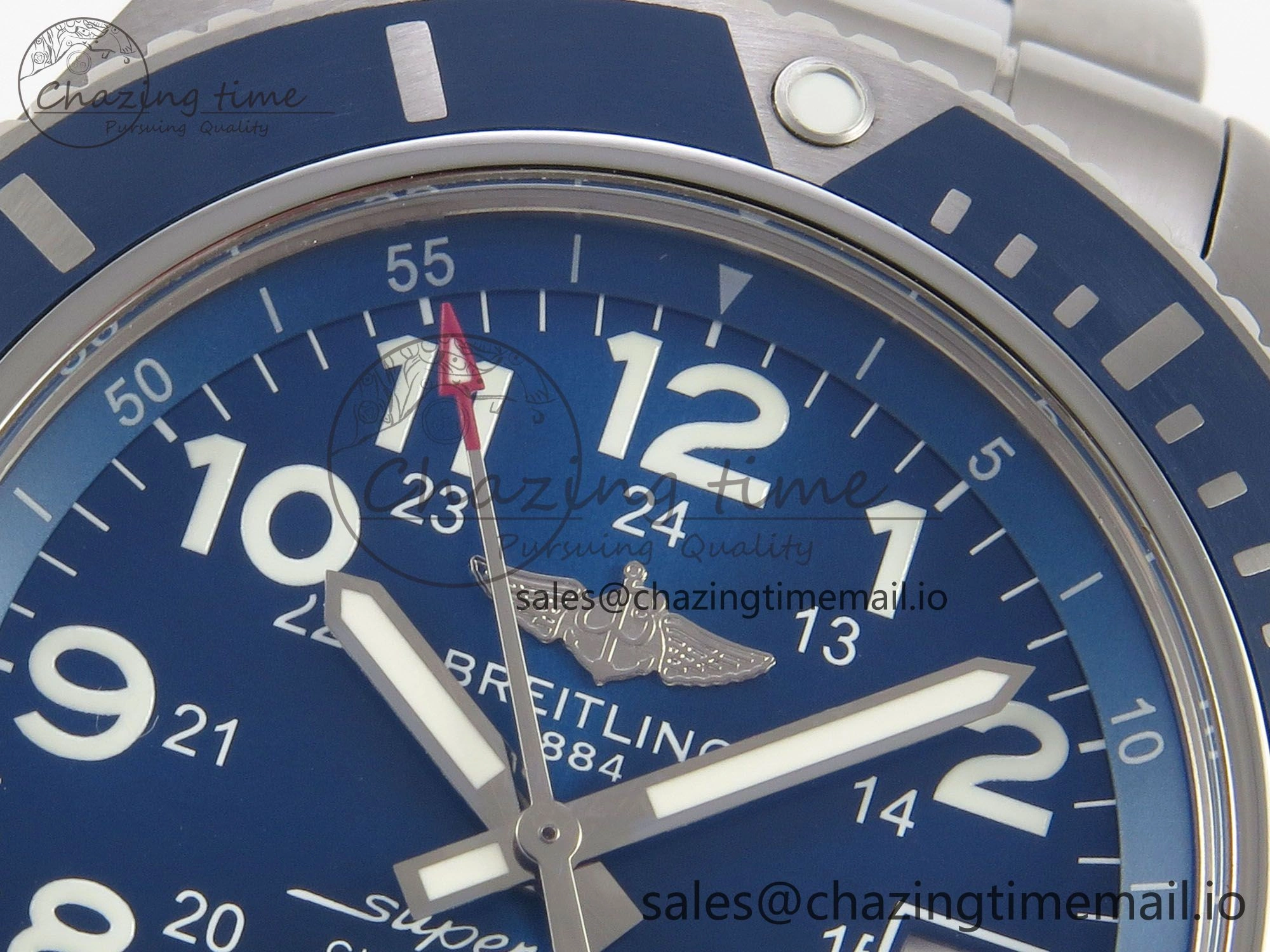 Superocean 44mm SS TF 1:1 Best Edition Blue Dial Blue Bezel on SS Bracelet A2824 V2
