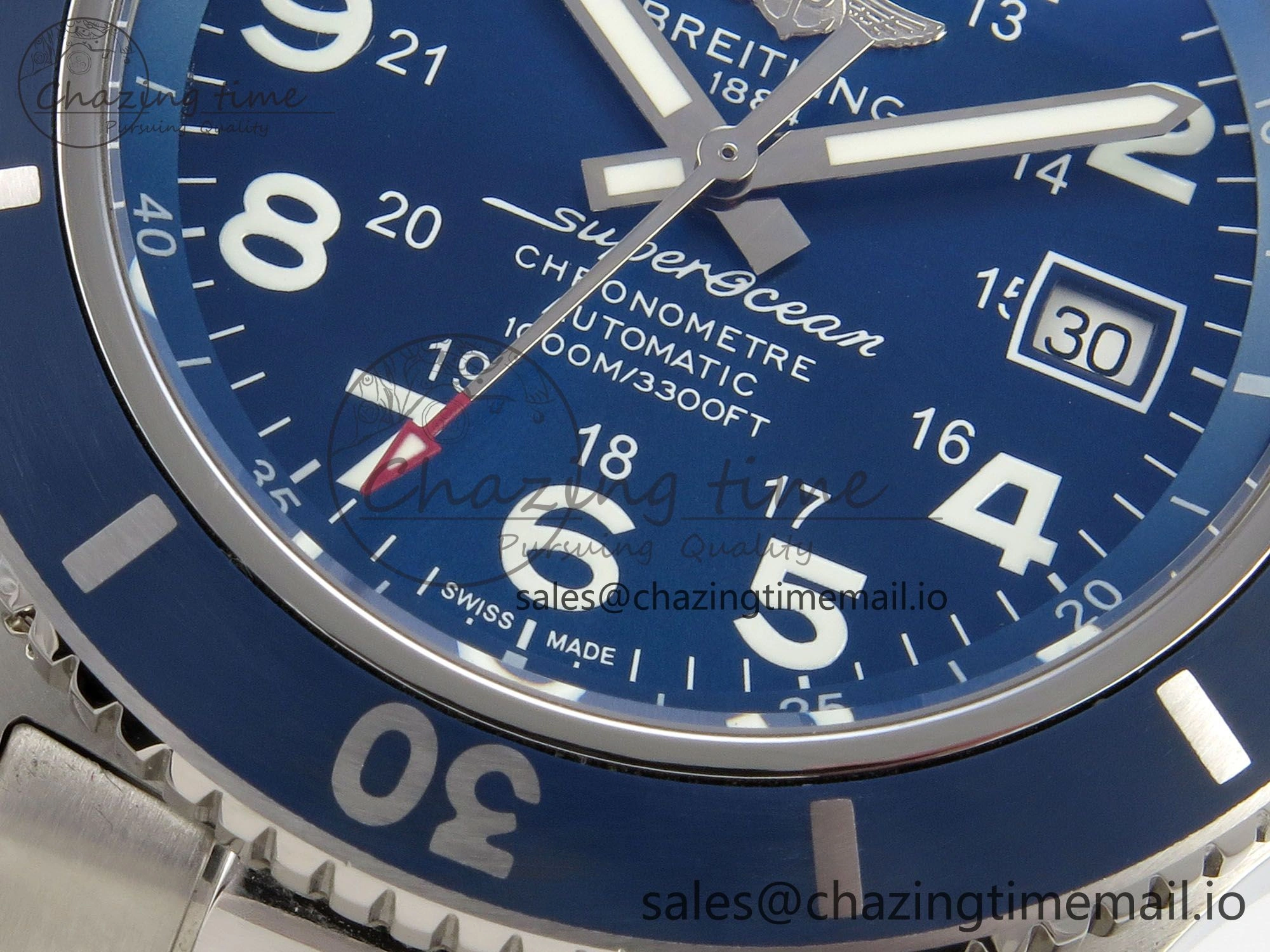 Superocean 44mm SS TF 1:1 Best Edition Blue Dial Blue Bezel on SS Bracelet A2824 V2