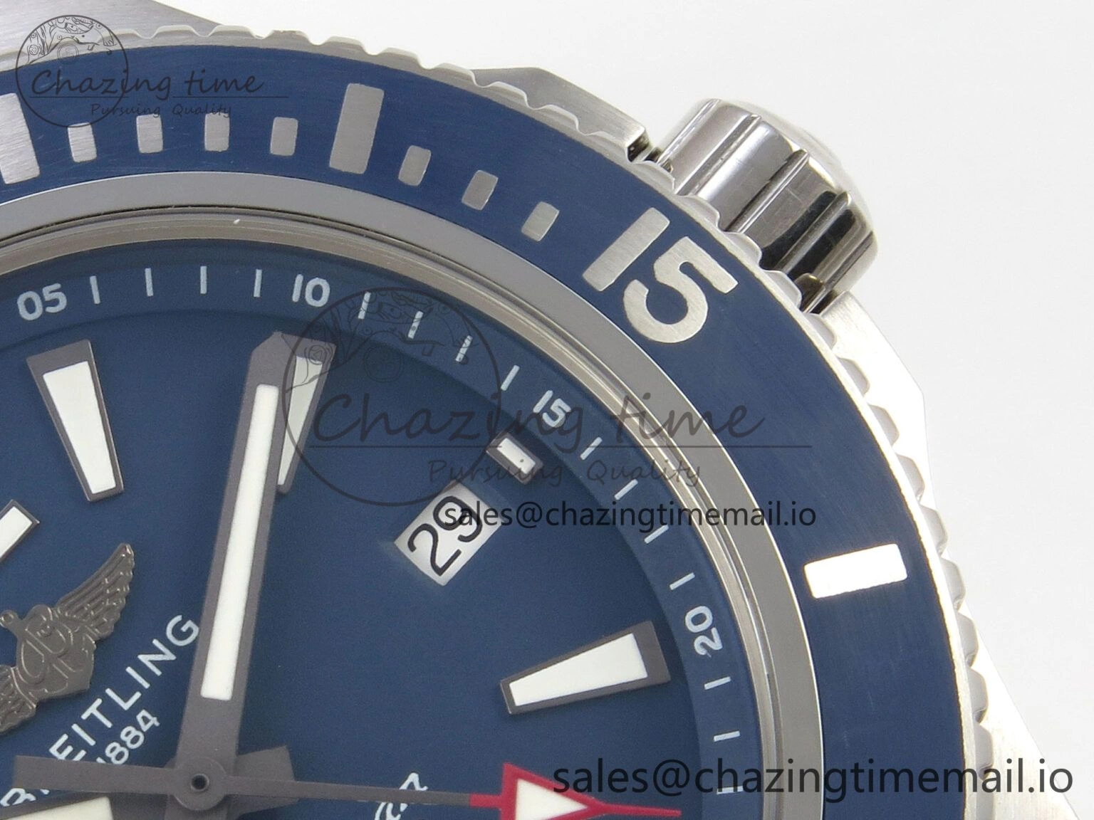 Superocean 44mm SS TF 1:1 Best Edition Blue Dial Blue Bezel on SS Bracelet A2824 V2