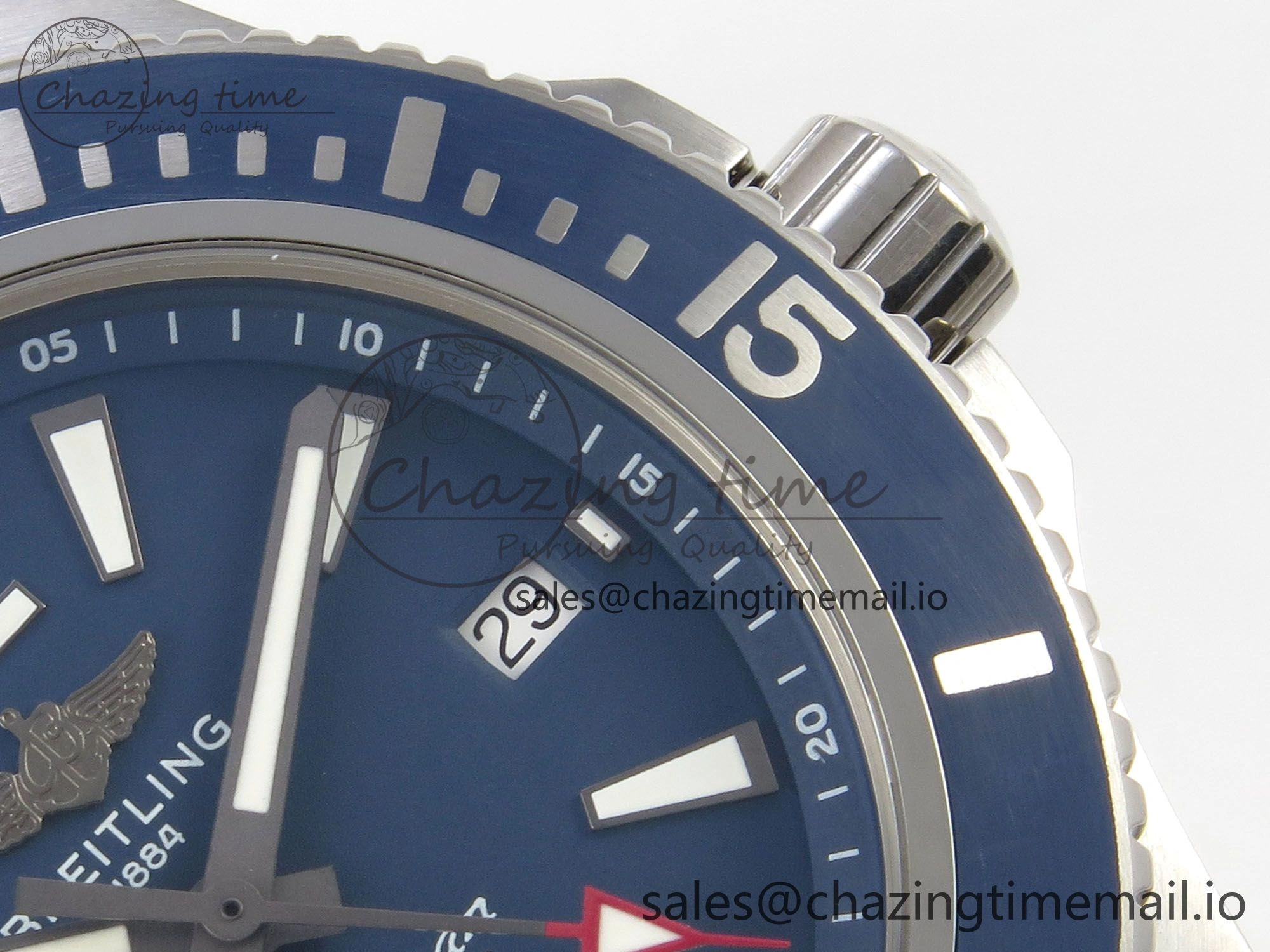 Superocean 44mm SS TF 1:1 Best Edition Blue Dial Blue Bezel on SS Bracelet A2824 V2
