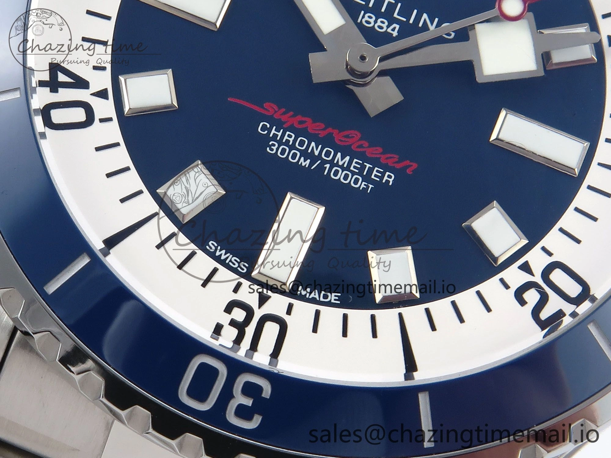 Superocean 44mm SS TF 1:1 Best Edition Blue Dial Blue Bezel on SS Bracelet A2824