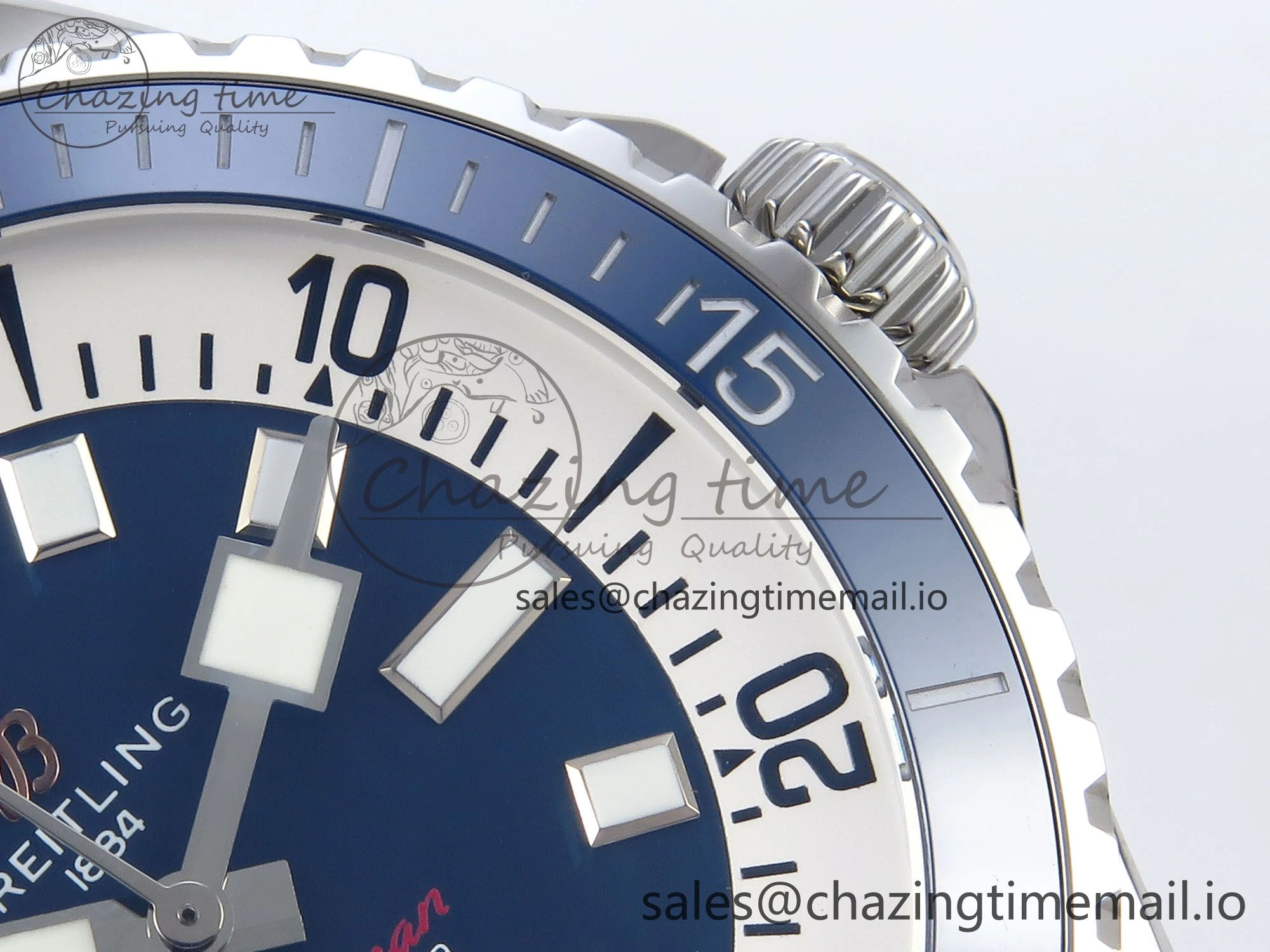 Superocean 44mm SS TF 1:1 Best Edition Blue Dial Blue Bezel on SS Bracelet A2824