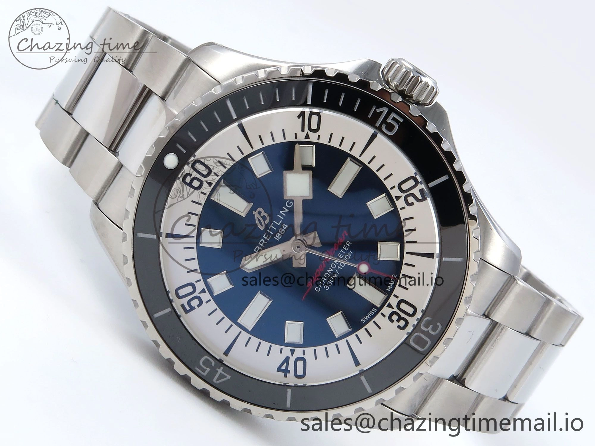 Superocean 44mm SS TF 1:1 Best Edition Blue Dial on SS Bracelet A2824