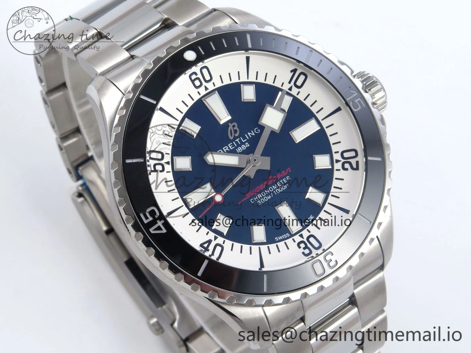 Superocean 44mm SS TF 1:1 Best Edition Blue Dial on SS Bracelet A2824