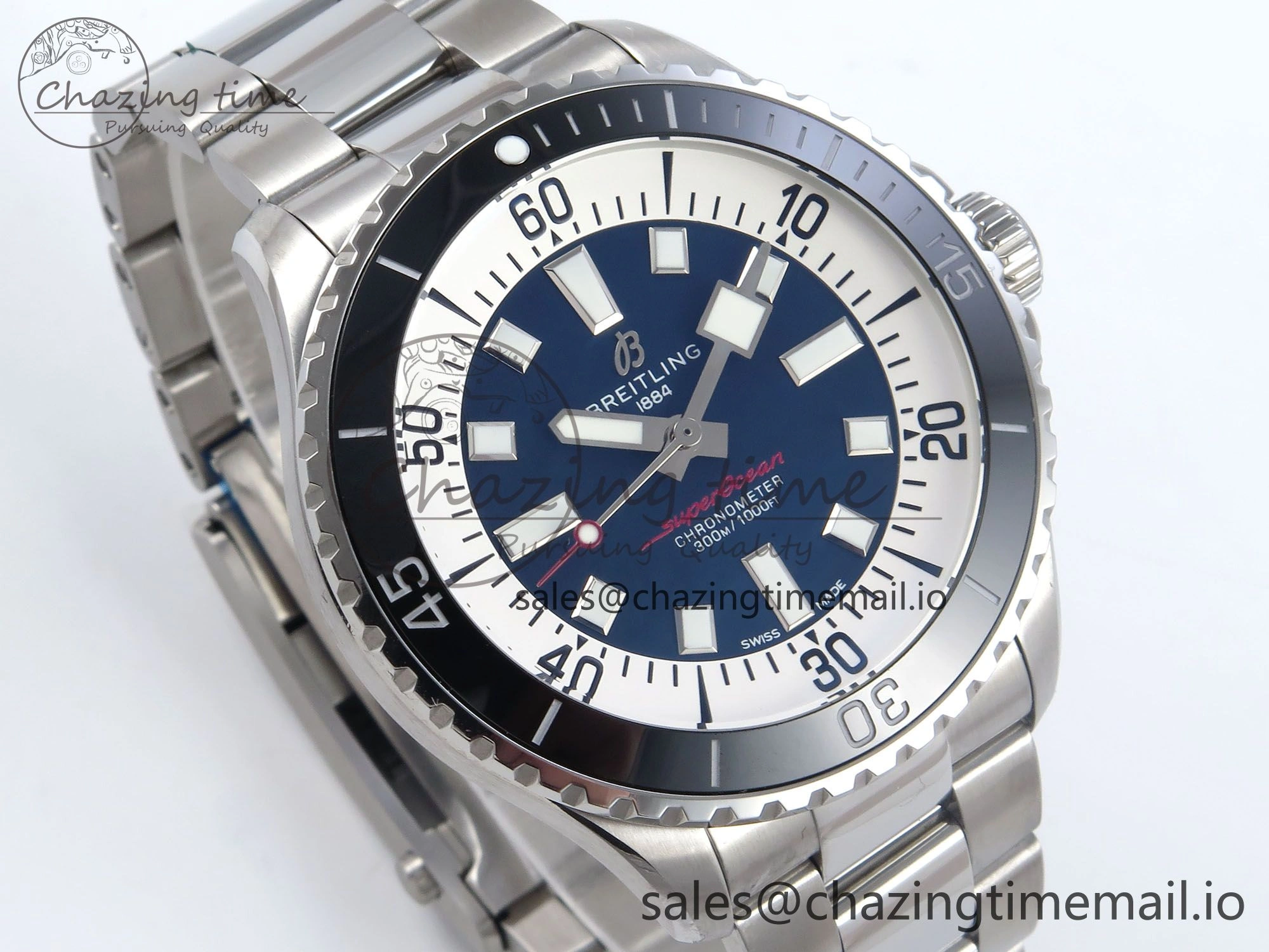 Superocean 44mm SS TF 1:1 Best Edition Blue Dial on SS Bracelet A2824