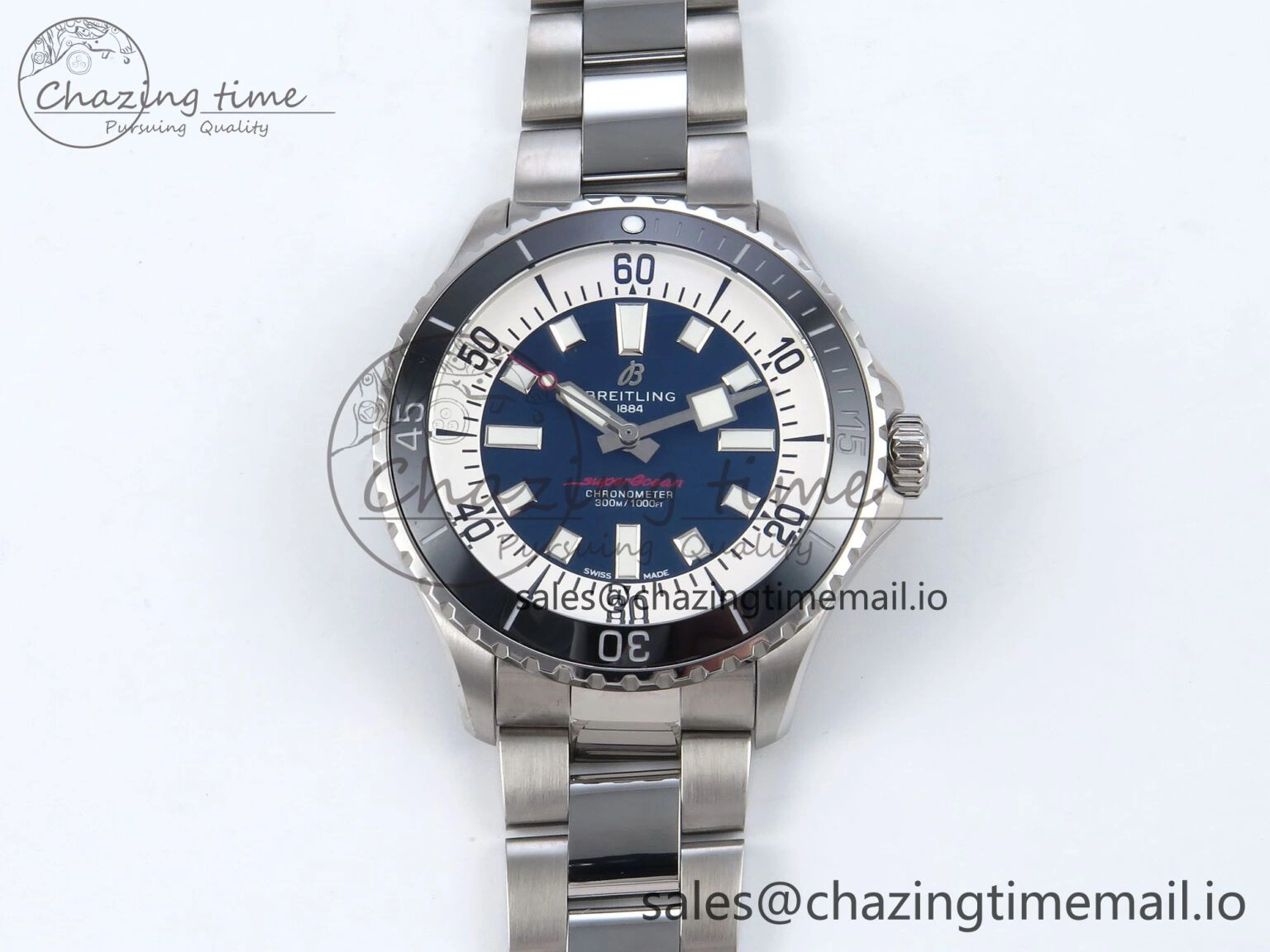 Superocean 44mm SS TF 1:1 Best Edition Blue Dial on SS Bracelet A2824