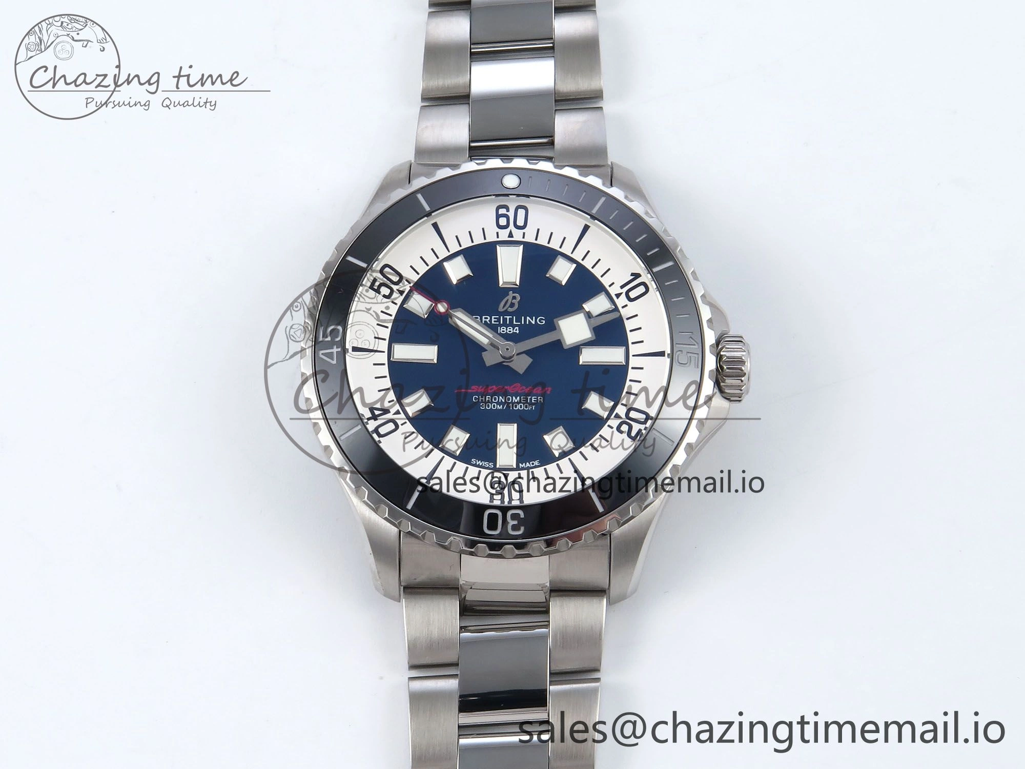 Superocean 44mm SS TF 1:1 Best Edition Blue Dial on SS Bracelet A2824