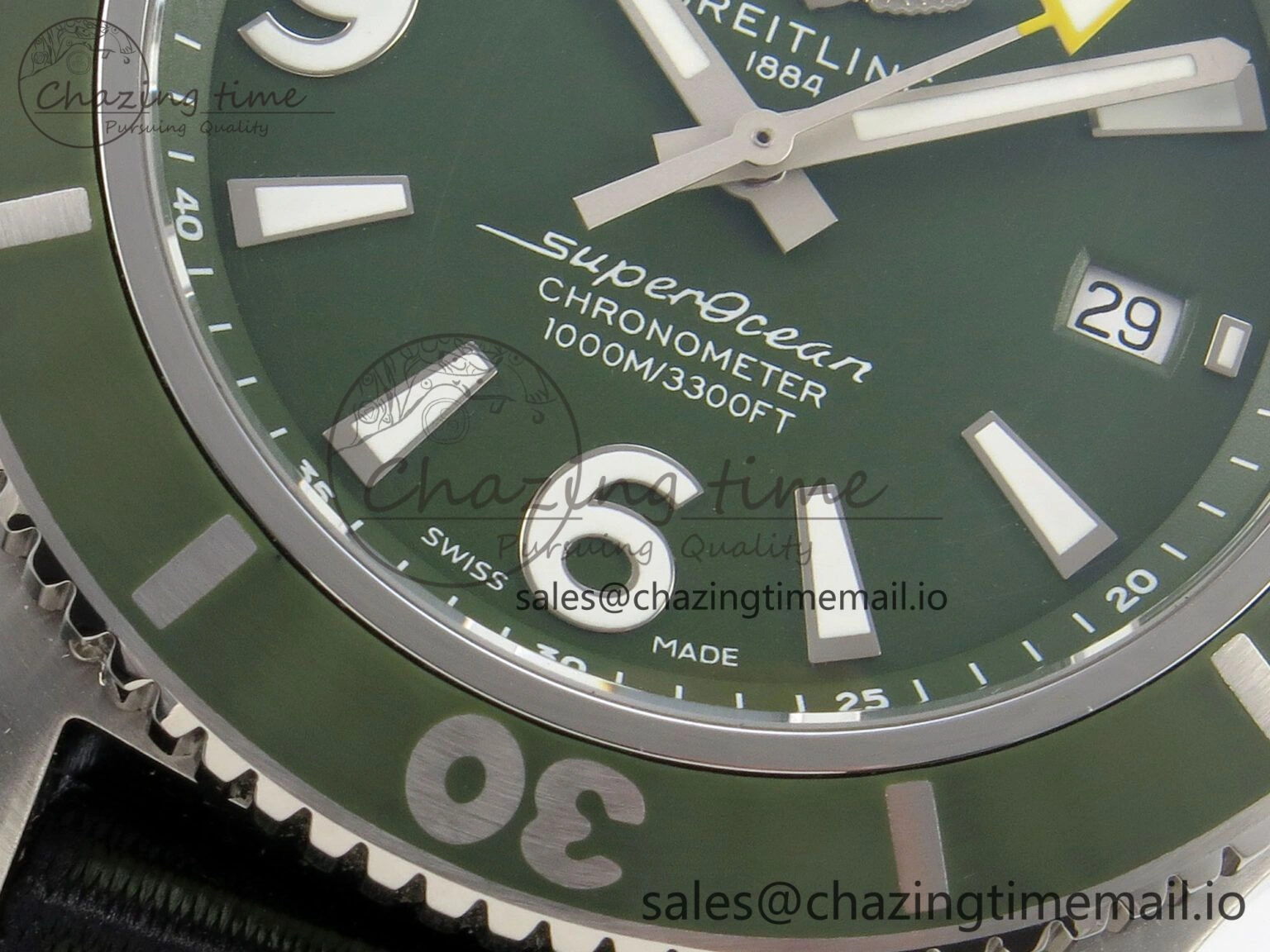 Superocean 44mm SS TF 1:1 Best Edition Green Dial Green Bezel on Green Nylon Strap A2824 V2